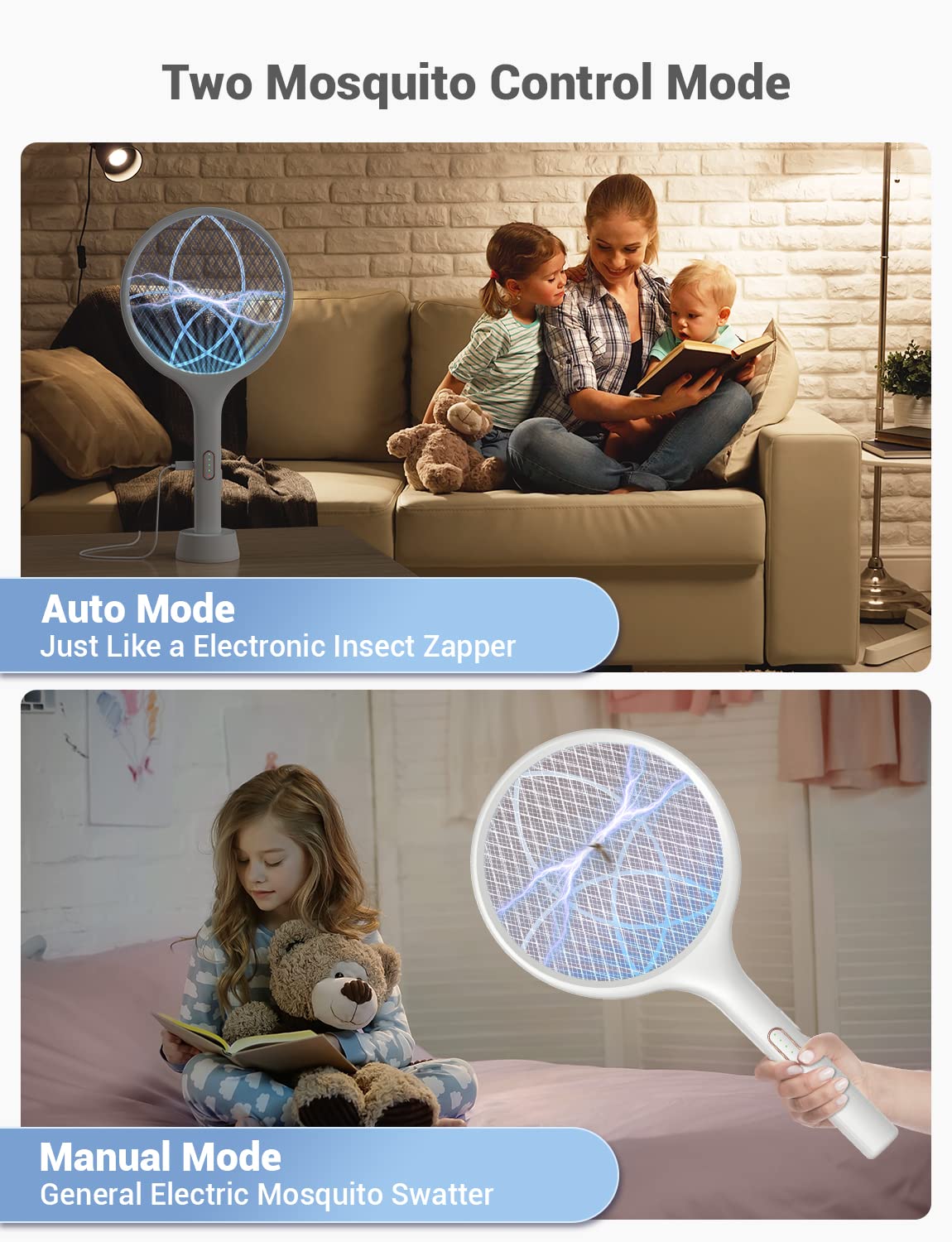 YISSVIC Bug Zapper Racket 4000 Volt Electric Fly Swatter Fly Zapper Indoor Outdoor Dual Modes with Attractant Light Rechargeable 🍁 All In One Marketplace Canada