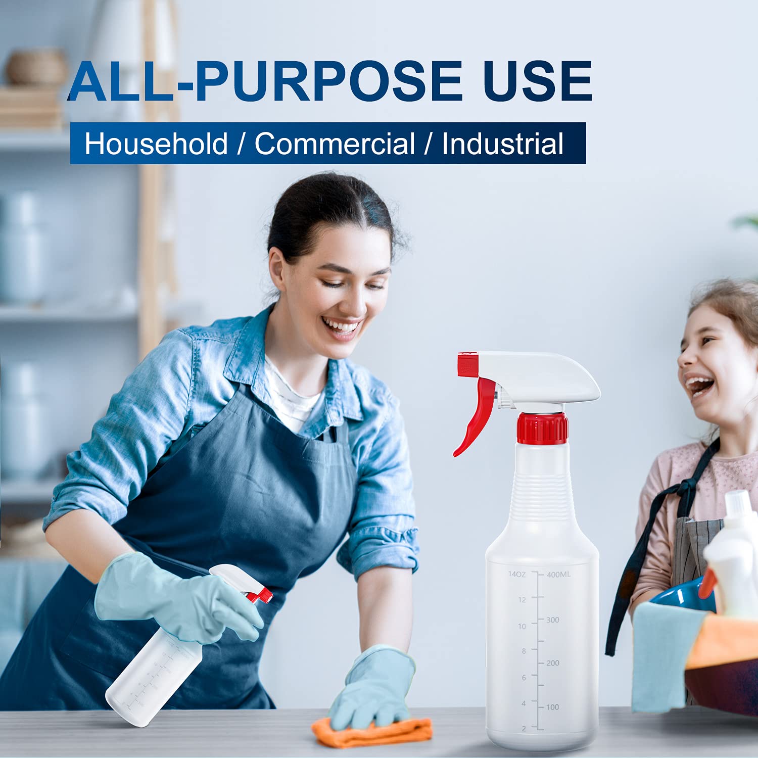 Veco Spray Bottle (5 Pack,16 Oz) with Measurements and Adjustable Nozzle(Mist & Stream Mode), HDPE Plastic Spray Bottles for Cleaning Solution,No Leak and Clog 🍁 All In One Marketplace Canada