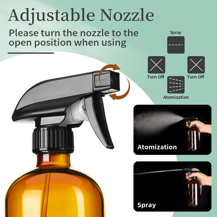 GIVAMEIHF 16oz Amber Glass Spray Bottles,2 Pack Glass Spray Bottles Refillable Empty Bottle with Adjustable Nozzle,Spray Bottle for Essential Oils,Cleaning,Pets,Plant, Hair Mister 🍁 All In One Marketplace Canada