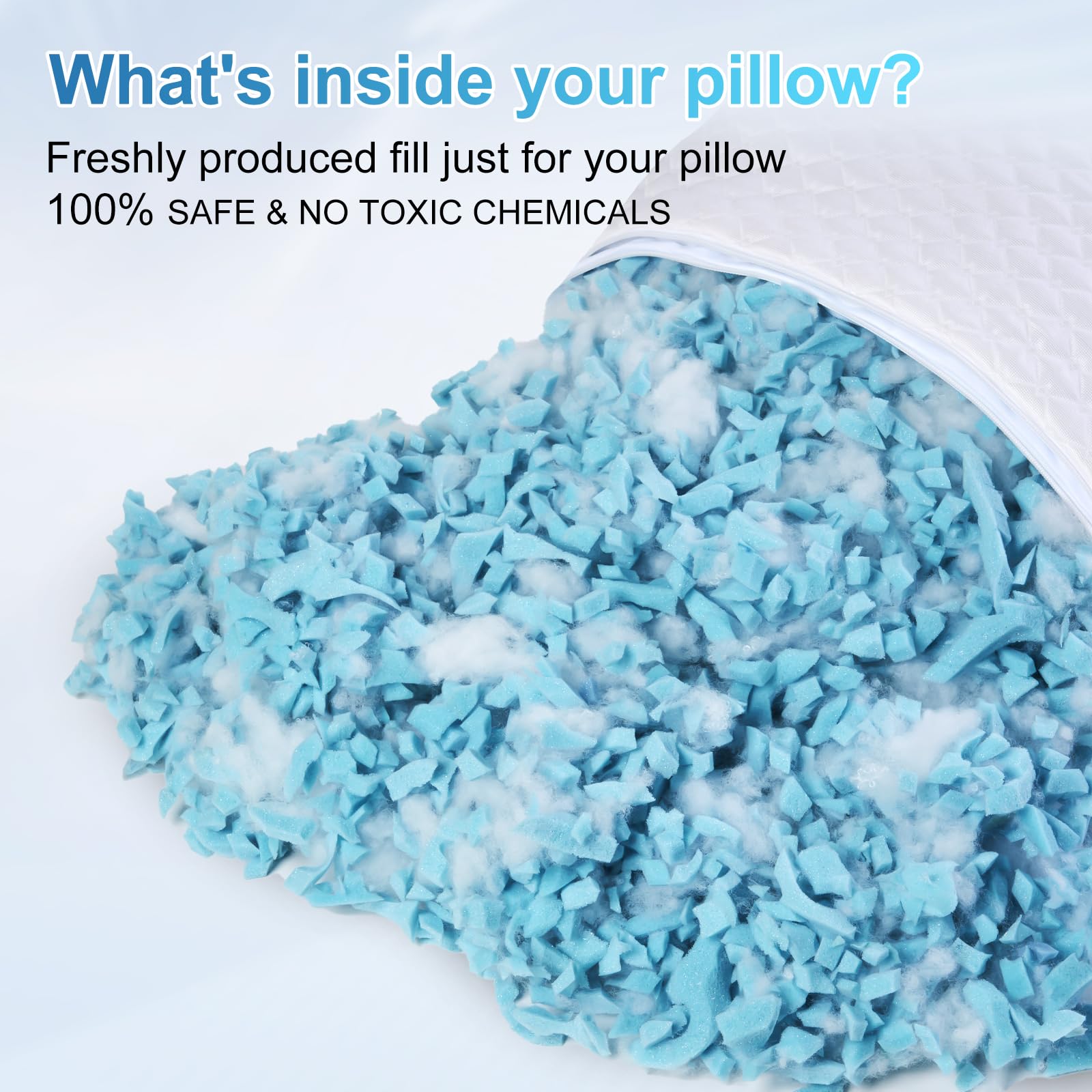 NTCOCO Cooling Bed Pillows Queen Size Pack of 2 for Sleeping Shredded Memory Foam Bed Pillows Adjustable Gel for Side Stomach Back Sleepers Washable Removable Cover Cover 🍁 All In One Marketplace Canada