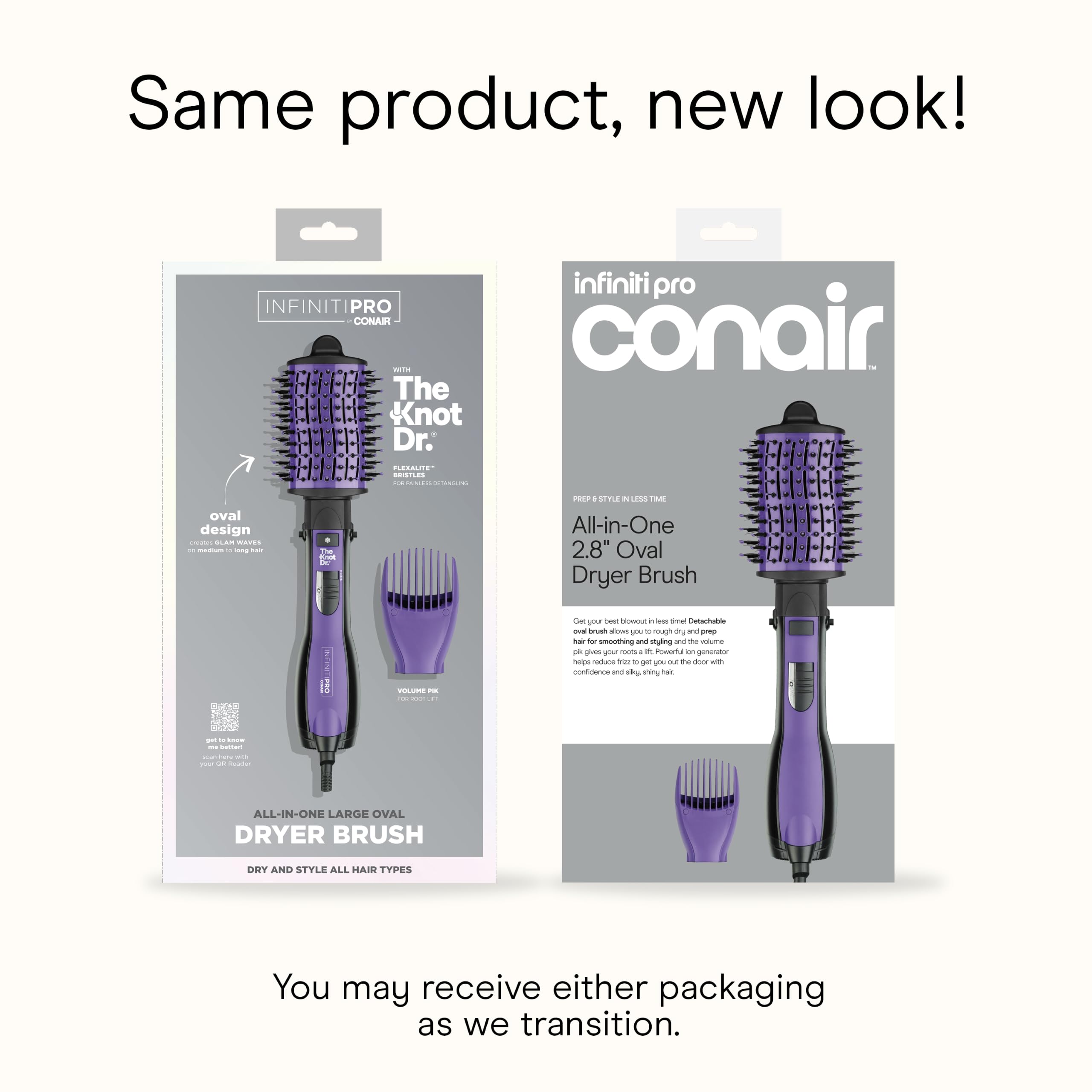The Knot Dr. for Conair BC116C Detangling Hot Air Brush, Wet/ Dry Styler, Blow Dryer Brush in Pink, Blowout Brush 3 Heat Settings, 1000 Watts, Dry, Style and Volumize 🍁 All In One Marketplace Canada