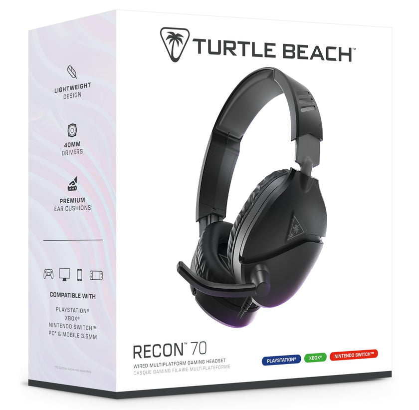 Turtle Beach Recon 70 Multiplatform Gaming Headset for PS5, PS4, Xbox Series X|S, Xbox One, PC & Mobile w/ 3.5mm Wired Connection - Flip-to-Mute Mic, 40mm Speakers, Lightweight Design, Black 🍁 All In One Marketplace Canada