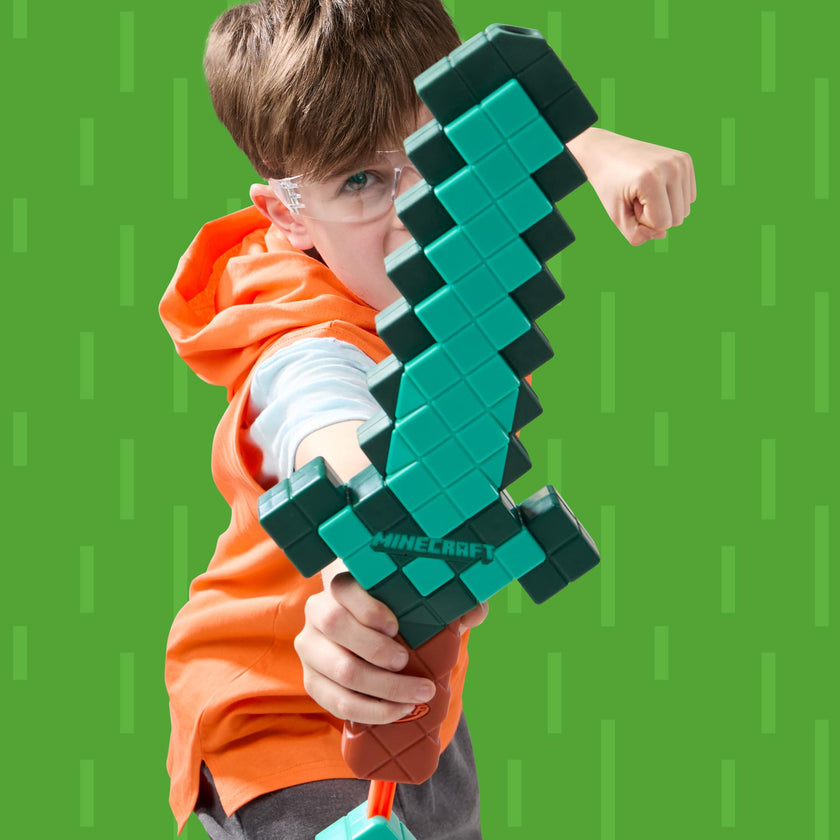 Nerf Minecraft Sword Dart Blaster, Pull Back Priming, Foam Edge, 8 Nerf N1 Darts, Ages 8+ 🍁 All In One Marketplace Canada