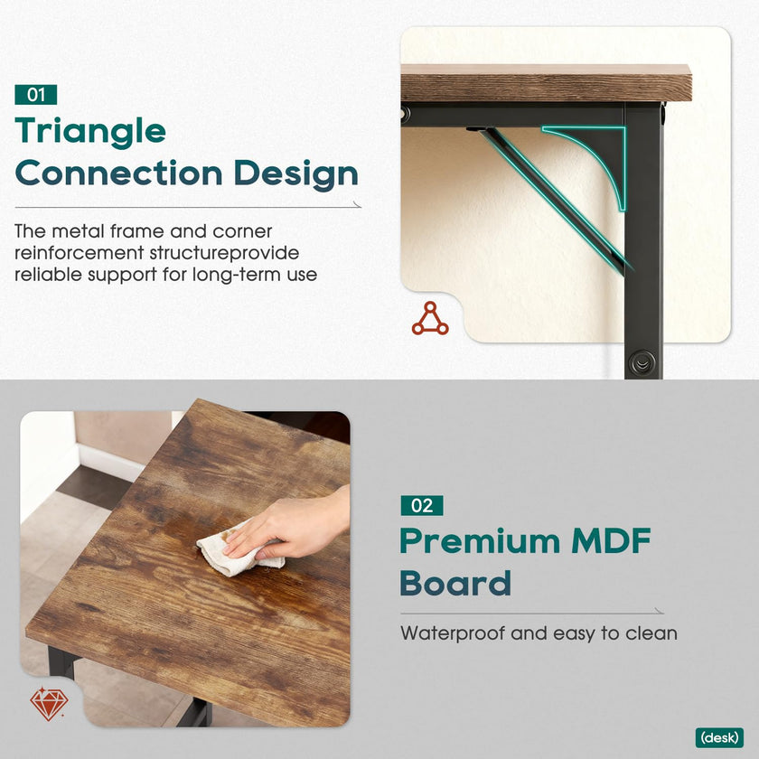BestOffice Computer Desk,Home Office Desk Writing Study Table Modern Simple Style PC Desk with Metal Frame for Home Office 🍁 All In One Marketplace Canada