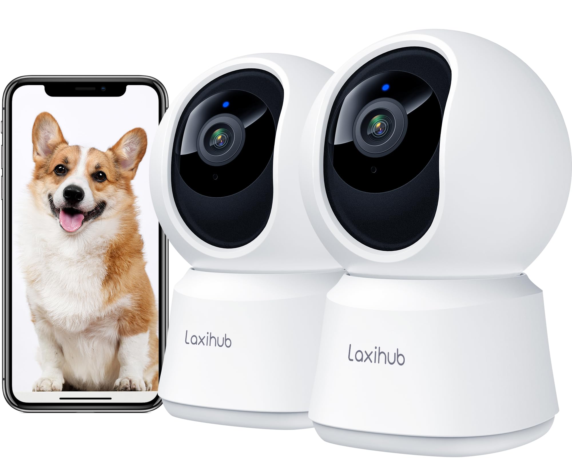 360° View 2K Pet Camera with Phone App 2 Pack, Indoor Security Camera, Baby Monitor, Motion Tracking, Pan/Tilt, Night Vision, Two-Way Audio, Works with Alexa, 2.4G WiFi Only (P2T 2PC) 🍁 All In One Marketplace Canada
