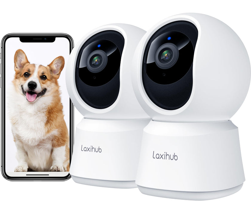 360° View 2K Pet Camera with Phone App 2 Pack, Indoor Security Camera, Baby Monitor, Motion Tracking, Pan/Tilt, Night Vision, Two-Way Audio, Works with Alexa, 2.4G WiFi Only (P2T 2PC) 🍁 All In One Marketplace Canada
