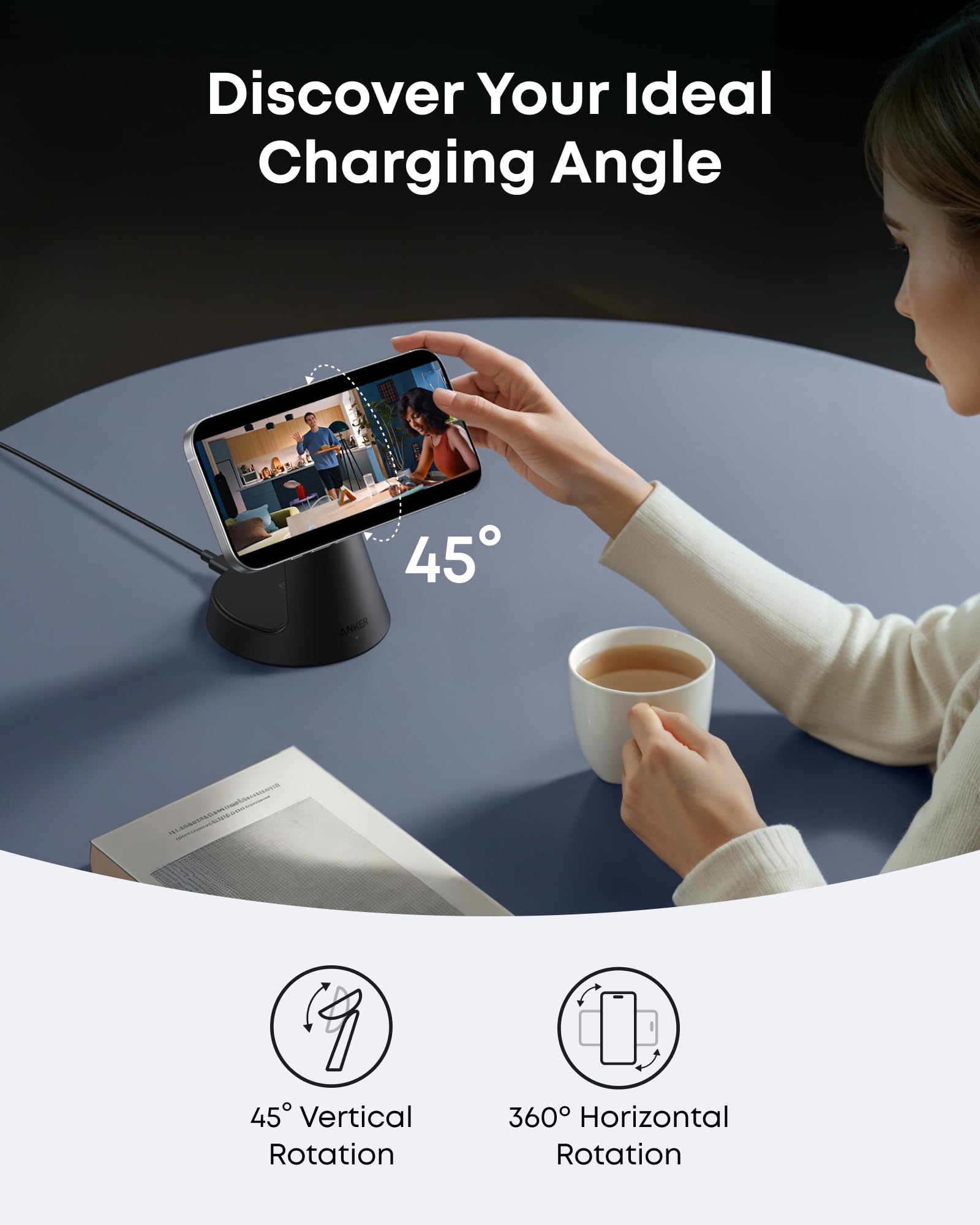 Anker MagSafe Charger Compatible, MagGo 3-in-1 Charging Station, Nano Charging Stand, Qi2 Certified 15W Magnetic Wireless Charger Dock, for iPhone17/16/15/14, Apple Watch,AirPods (Black) 🍁 All In One Marketplace Canada