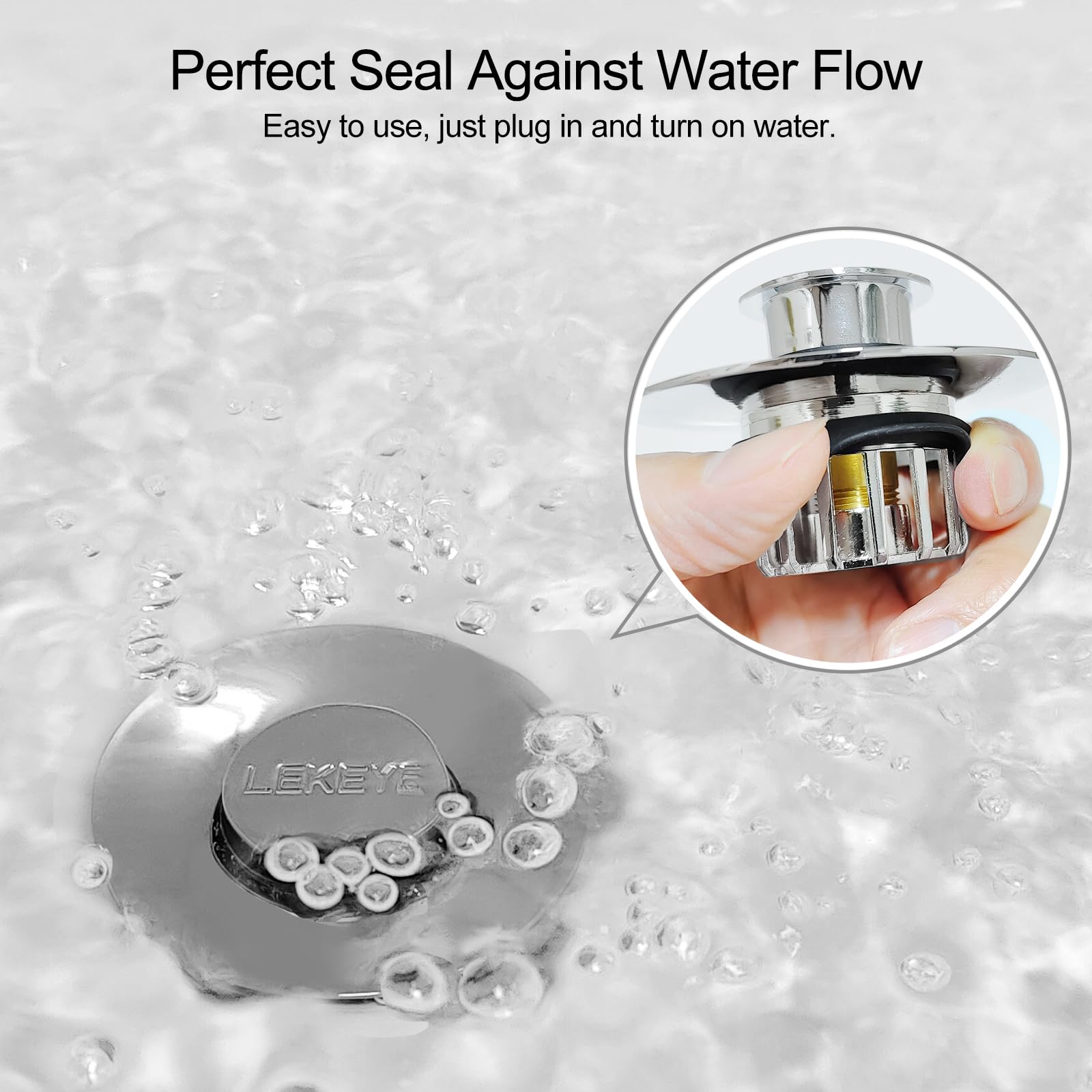 LEKEYE Tub Stopper | Shower Drain Hair Catcher | Pop-up Drain Stopper with Strainer | Bathroom Bathtub Plug | Drain Protector for 1-1/2 to 1-3/4