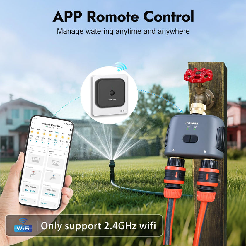 WiFi Water Timer for Garden Hose with Brass Inlet,Smart Hose Timer with WiFi Hub, APP & Voice Control,Up to 20 Watering Plans, 2-Zone Sprinkler Drip Irrigation System Controller for Watering 🍁 All In One Marketplace Canada