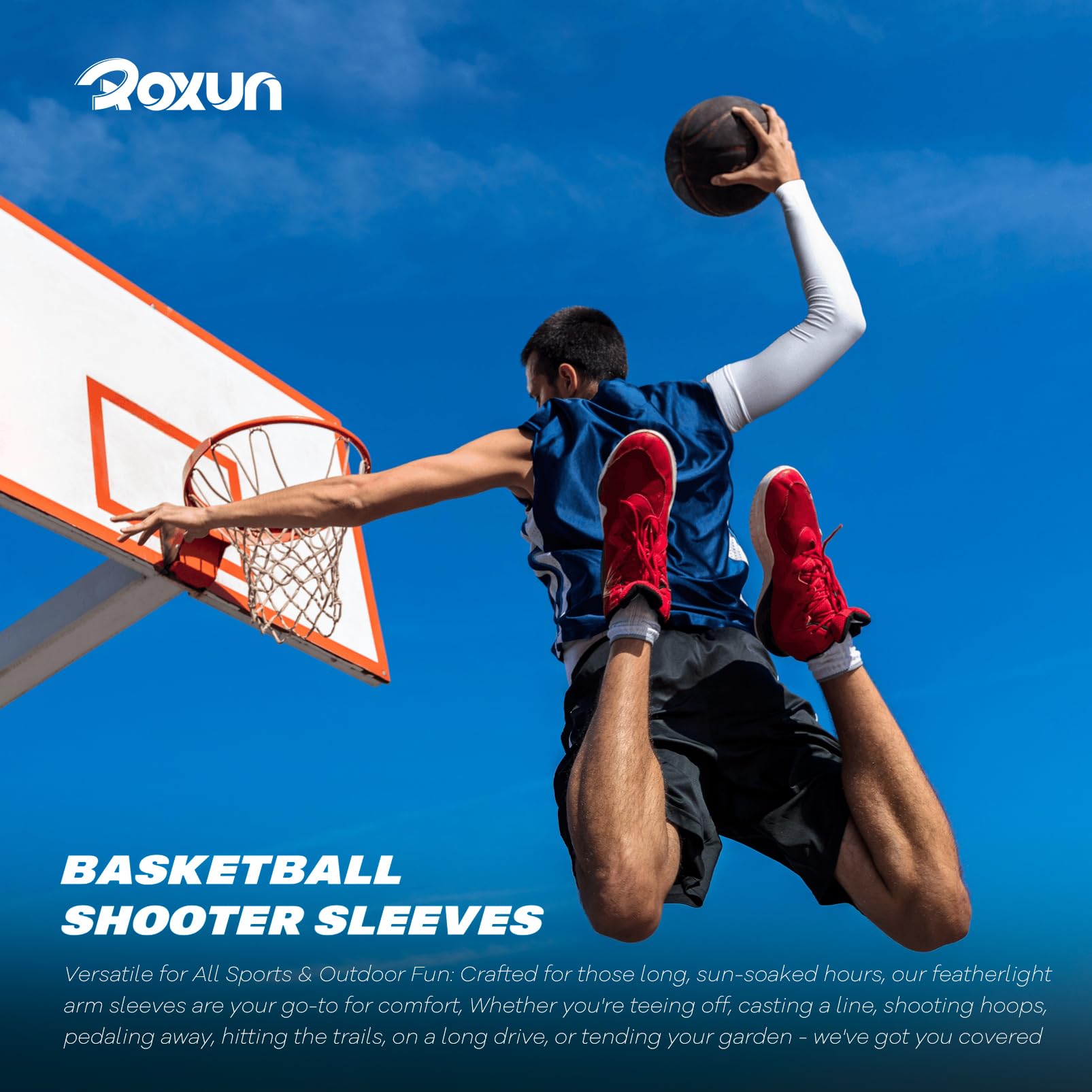 ROXUN 2 Pairs Arm Sleeves, Cooling UV Sun Protection Sports Compression for Men/Women 2 White 🍁 All In One Marketplace Canada