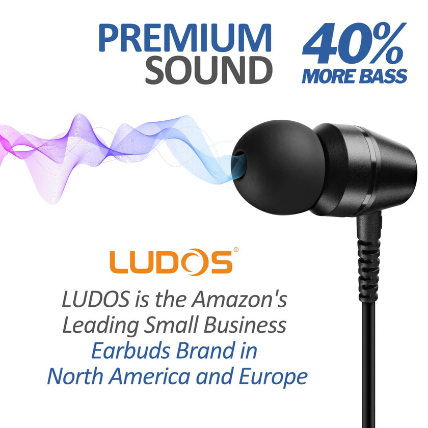 LUDOS OMNITONE Wired Earbuds in-Ear Headphones, Earphones with Microphone, 5 Years Warranty, Noise Isolation Corded for 3.5mm Jack Ear Buds for iPhone, iPad, Samsung, Computer, Laptop, Gaming, Sports 🍁 All In One Marketplace Canada