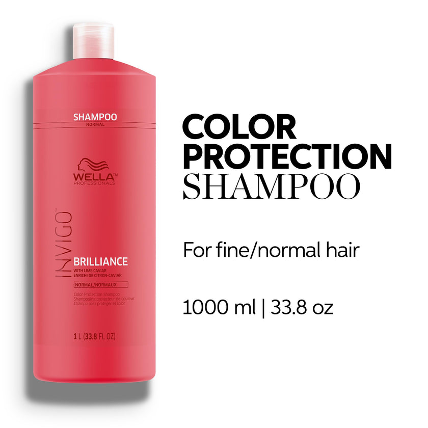 Wella Professionals Invigo Brilliance Shampoo for Fine/Normal Coloured-Treated Hair, Salon Shampoo, Hair Cleanser, Colour Safe, Daily Wash, Lime Caviar, Intense Colour Protection | 33.8 Fl Oz | 1L 🍁 All In One Marketplace Canada