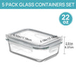 Vtopmart 5 Pack 22oz Glass Food Storage Containers with Lids, Meal Prep Containers, Airtight Lunch Bento Boxes with Snap Locking Lids for Microwave, Oven, Freezer and Dishwasher 🍁 All In One Marketplace Canada