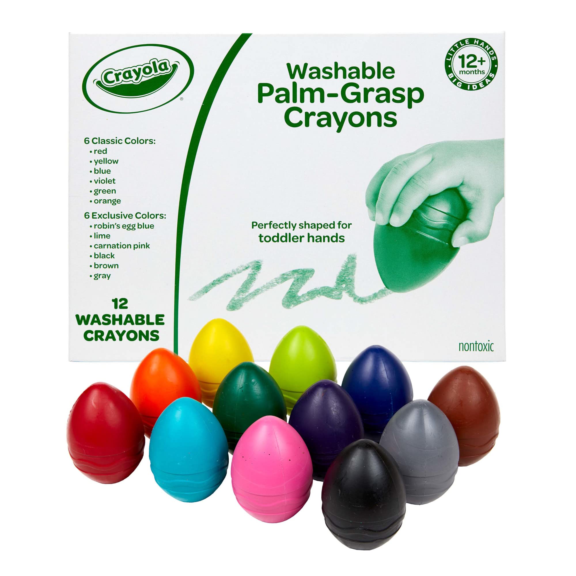 Crayola Egg Crayons (12ct), Jumbo Washable Crayons, Toddlers Crayons, Art Supplies for Kids 12 Months & Up 🍁 All In One Marketplace Canada