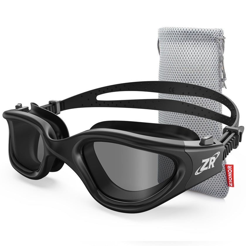 ZIONOR Swimming Goggles G1 Polarized Swim Goggles UV Protection Watertight Anti-Fog Adjustable Strap Comfort fit for Unisex Adult Men and Women-Black Frame Smoke Lens 🍁 All In One Marketplace Canada