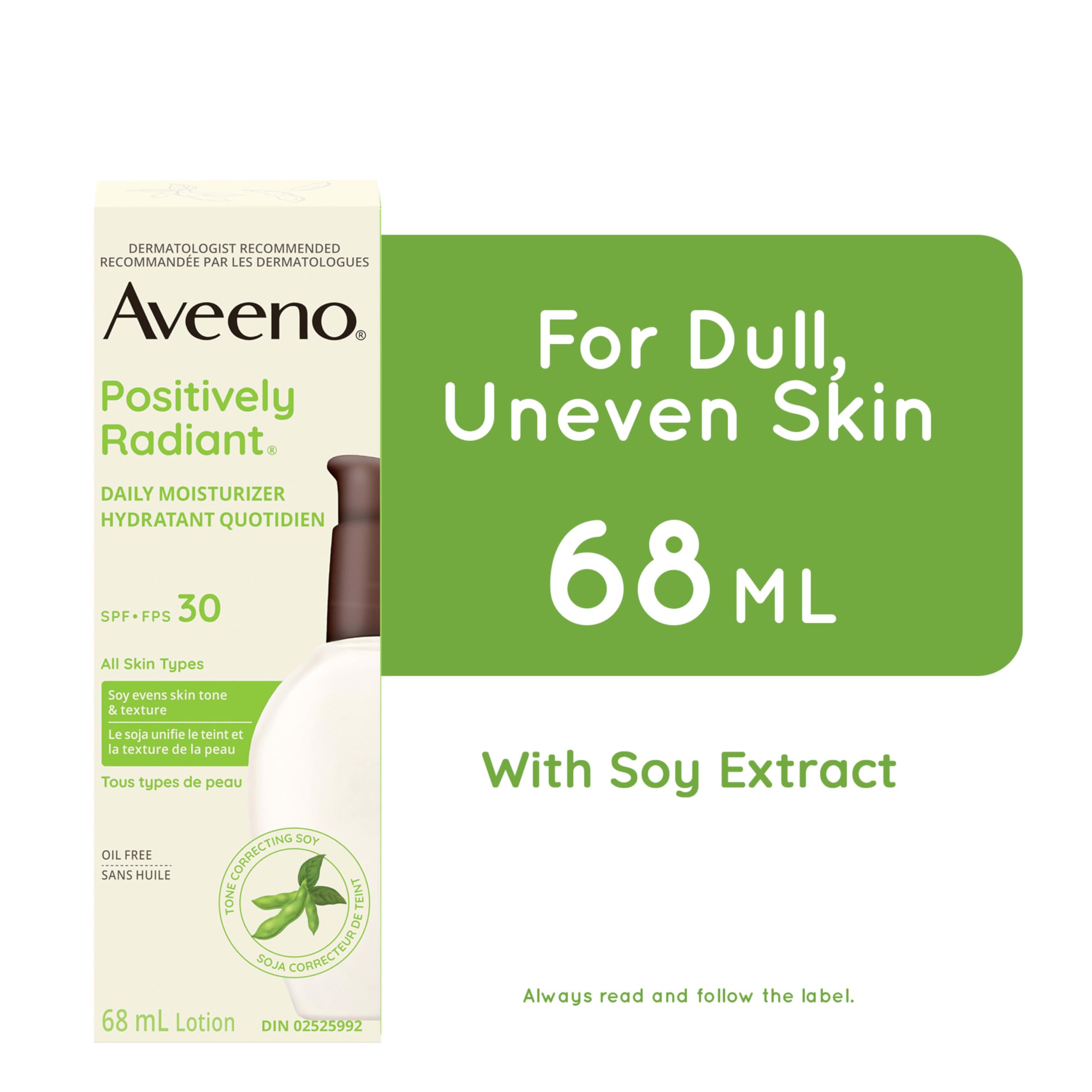 Aveeno Positively Radiant Daily Moisturizer SPF30, Sunscreen, Face Cream, Hypoallergenic, Sun Protection, 68mL 🍁 All In One Marketplace Canada