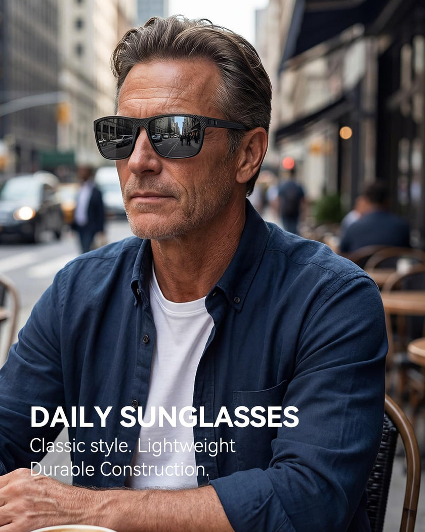 QALLY Polarized Sunglasses Men Lightweight Square Mens Sun Glasses for Driving Sports with UV400 Protection, Black/Dark Green/Tawny 🍁 All In One Marketplace Canada