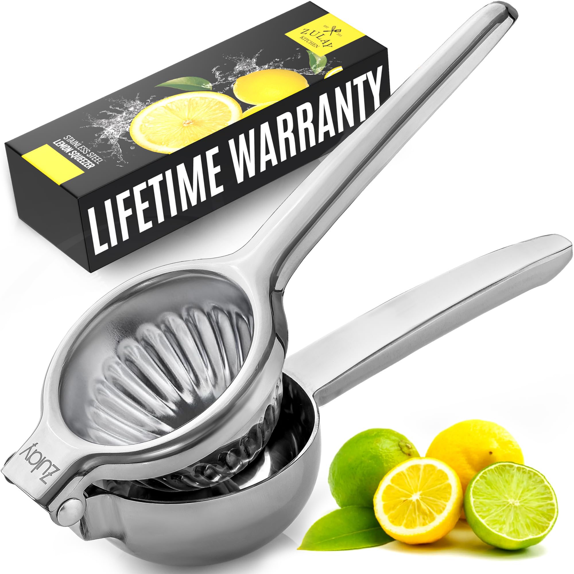 Zulay Large Lemon Squeezer Stainless Steel - Easy Squeeze Manual Heavy Duty Lemon Juicer Hand Press - Ergonomic Citrus Squeezer & Fruit Juicer for Small Oranges, Lemons, & Limes - Stainless Steel 🍁 All In One Marketplace Canada