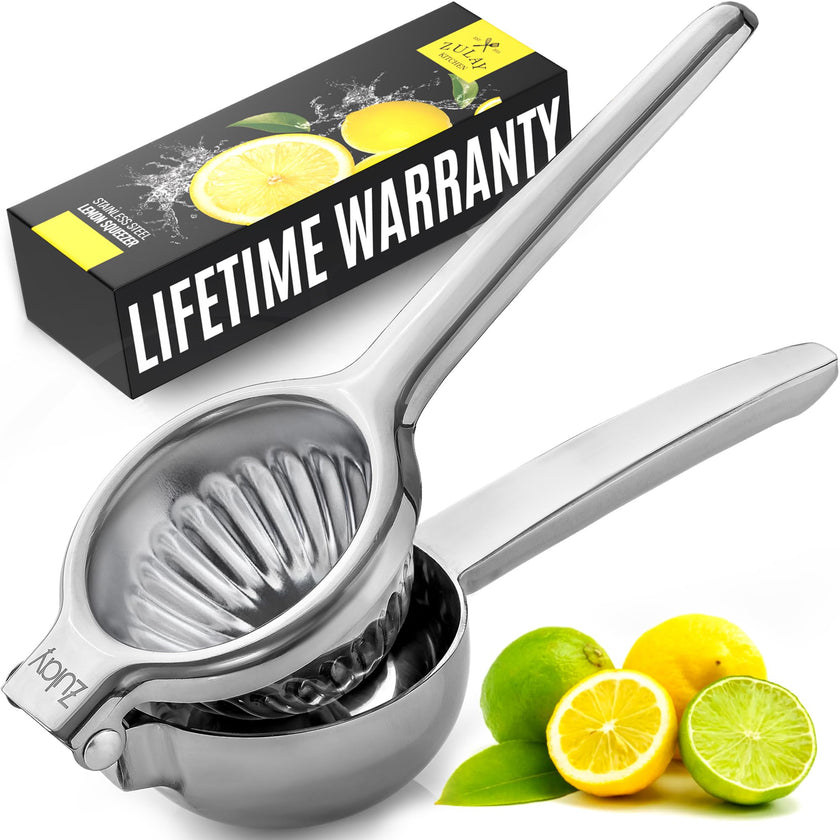 Zulay Large Lemon Squeezer Stainless Steel - Easy Squeeze Manual Heavy Duty Lemon Juicer Hand Press - Ergonomic Citrus Squeezer & Fruit Juicer for Small Oranges, Lemons, & Limes - Stainless Steel 🍁 All In One Marketplace Canada