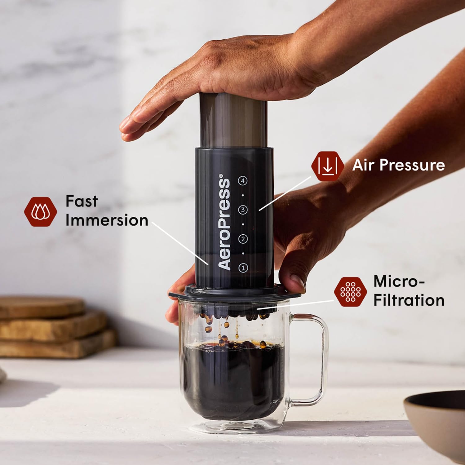AeroPress Original Coffee Press - All-in-One French Press, Pour-Over & Espresso Style Manual Brewer, 2 Min Brew for Less Bitterness, More Flavor, Small Portable Coffee Maker, Travel & Camping 🍁 All In One Marketplace Canada