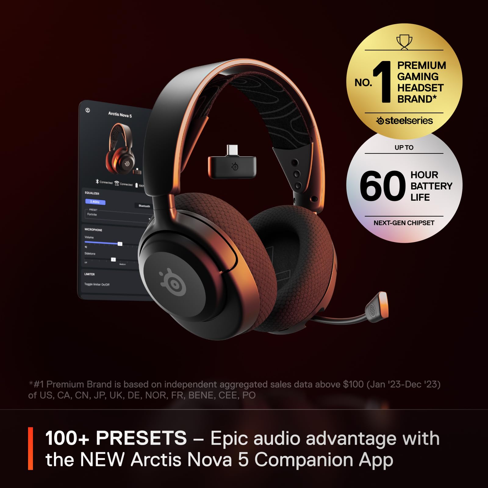 SteelSeries Arctis Nova 5 Wireless Multi-System Gaming Headset — Neodymium Magnetic Drivers — 100+ Audio Presets — 60 HR Battery — 2.4GHz or BT — ClearCast Gen2.X Mic — PC, PS5, PS4, Switch, Mobile 🍁 All In One Marketplace Canada