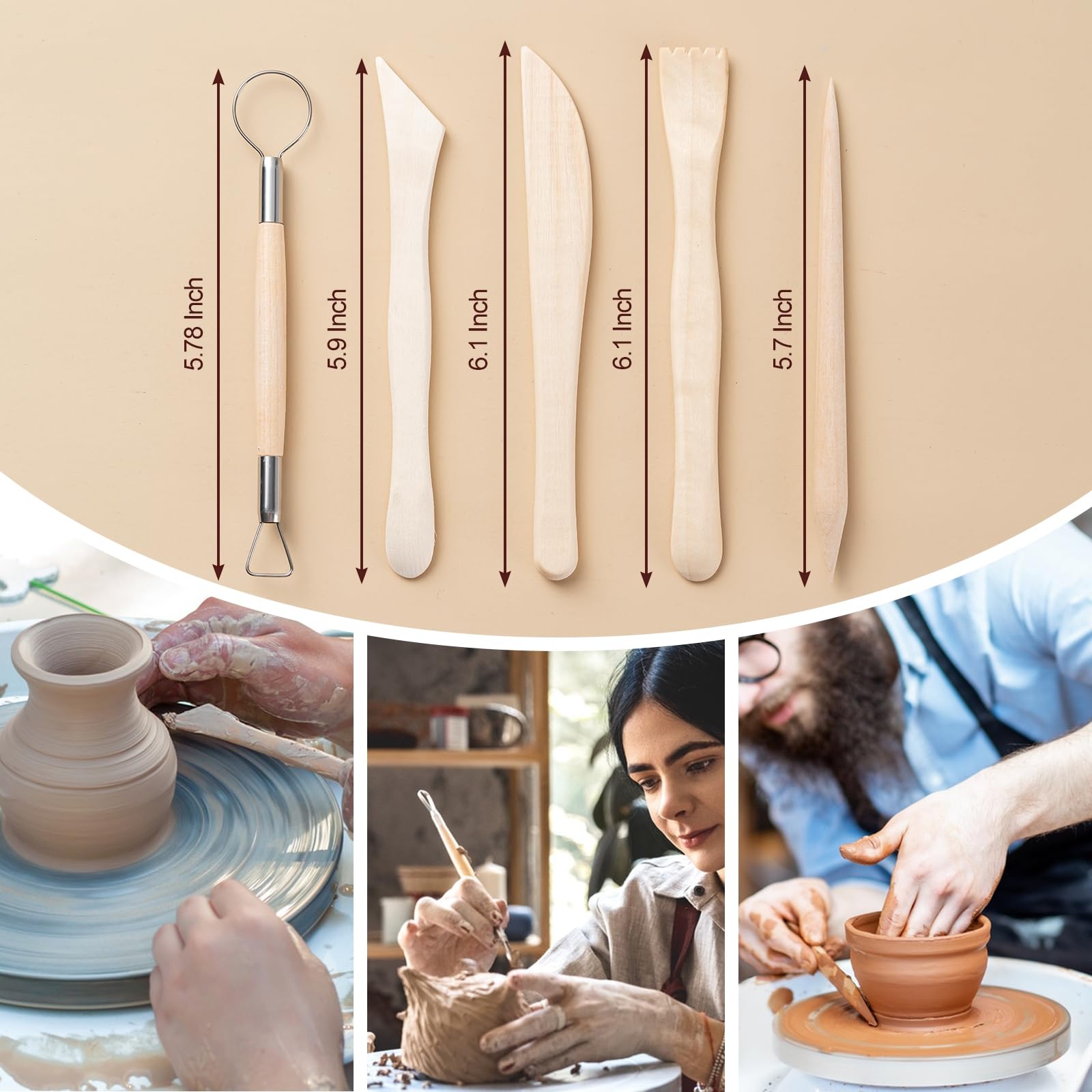 Amrules Clay Tools Kit, 27 PCS Pottery Tools, Practical Polymer Clay Sculpting Tools Kit, Air Dry Clay Tools Set for Adults, Pottery Craft, Dotting, Carving, Drawing, Molding, Modeling, Shaping 🍁 All In One Marketplace Canada