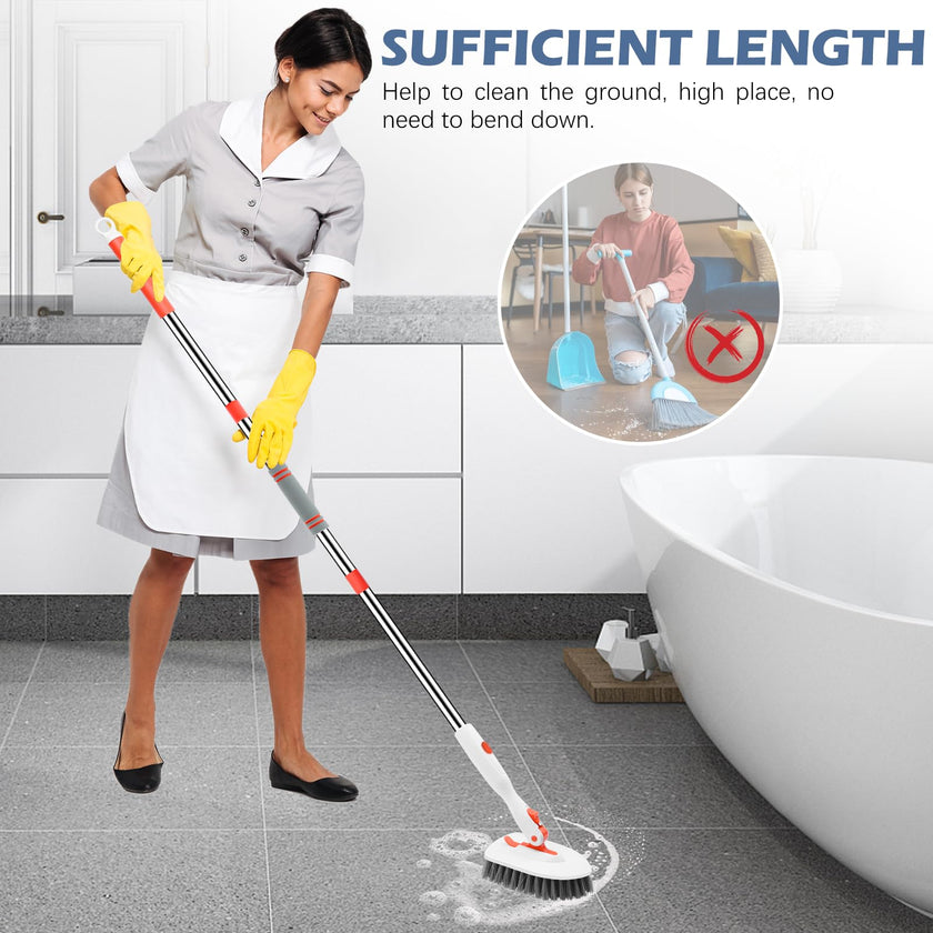 Setsail Floor Scrub Brush, 3-In-1 Tile Tub Floor Scrubber with 52-inch Adjustable Long Handle Shower Cleaner Brush and 3 Detachable Replacement Brush Heads for Cleaning Bathroom Kitchen Walls Tub Tile 🍁 All In One Marketplace Canada