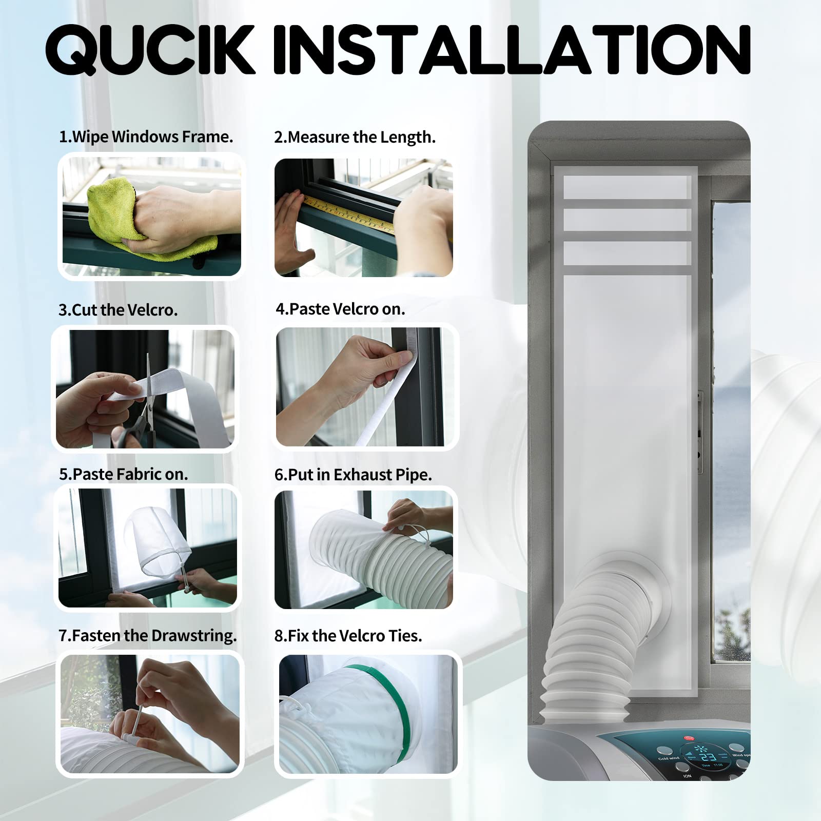 LOVIGA Portable Air Conditioner Window Kit, Window Vent Kit Seal Kit for Portable Air Conditioner Dryer, 25x102~162cm Length Adjustable 2022 Upgraded 100% Sealing Waterproof Easy to Install 🍁 All In One Marketplace Canada