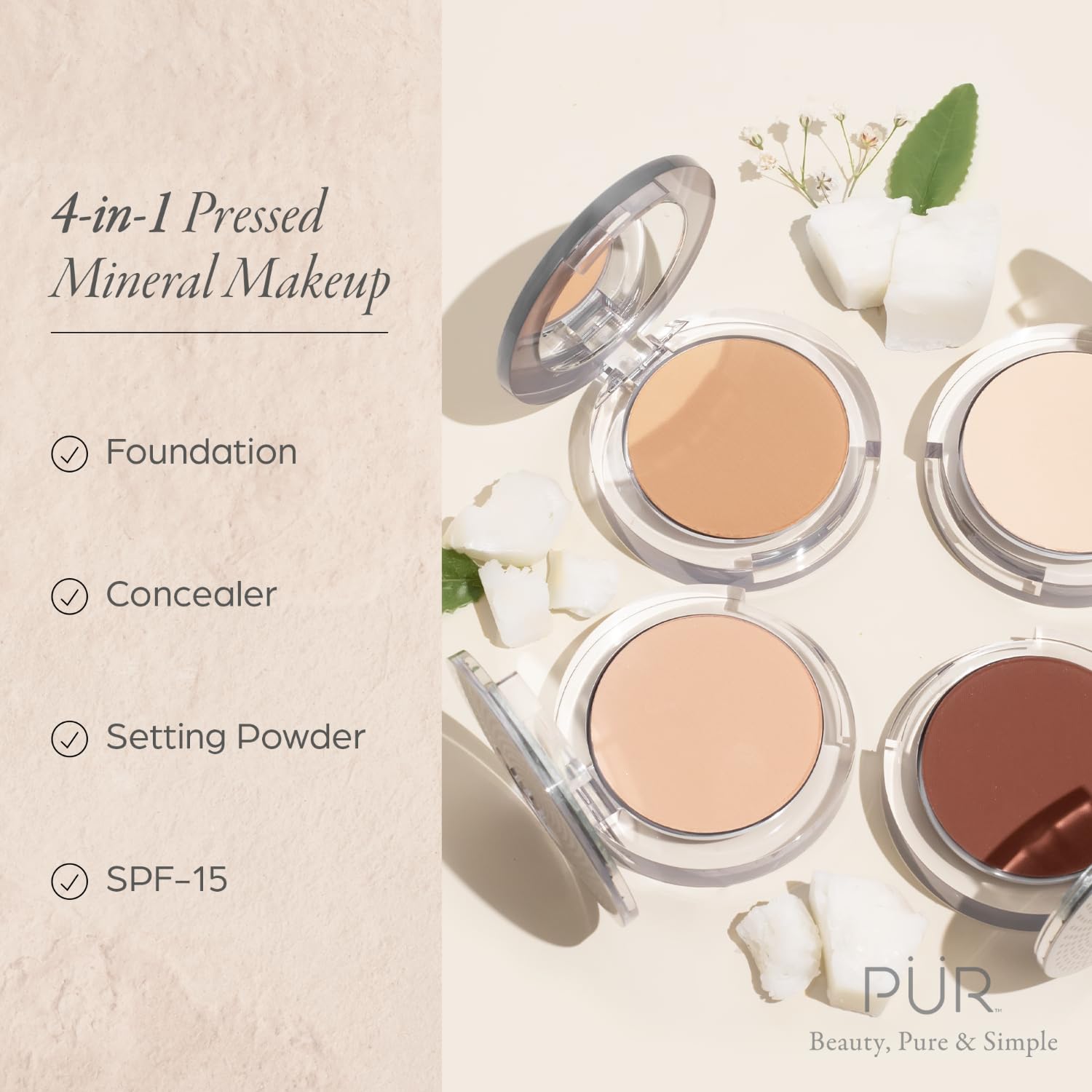 PÜR 4-in-1 Pressed Mineral Makeup with Skincare Ingredients in Linen, 0.8 Pound 🍁 All In One Marketplace Canada