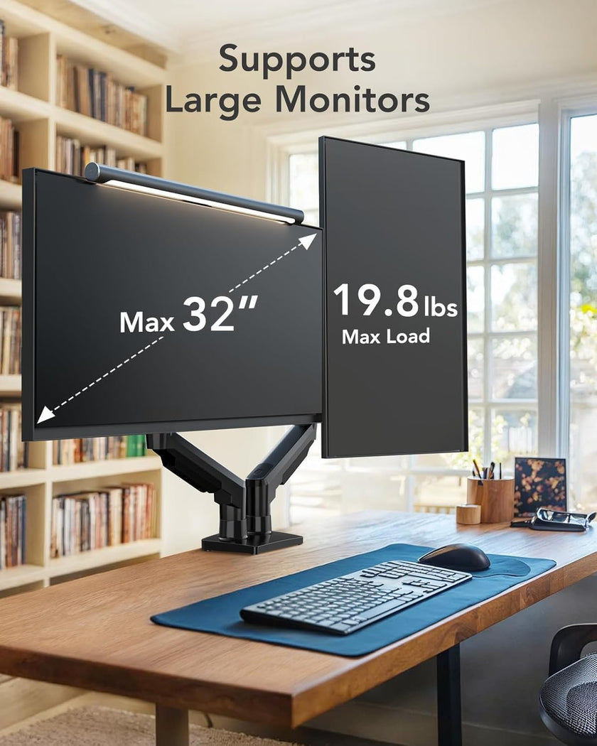 HUANUO Dual Monitor Stand for 13 to 32 Inches, Design Dual Monitor Mount, Fully Flexible Adjustable with Tilt, Swivel, Rotation, VESA 75/100, 19.8lbs per arm 🍁 All In One Marketplace Canada