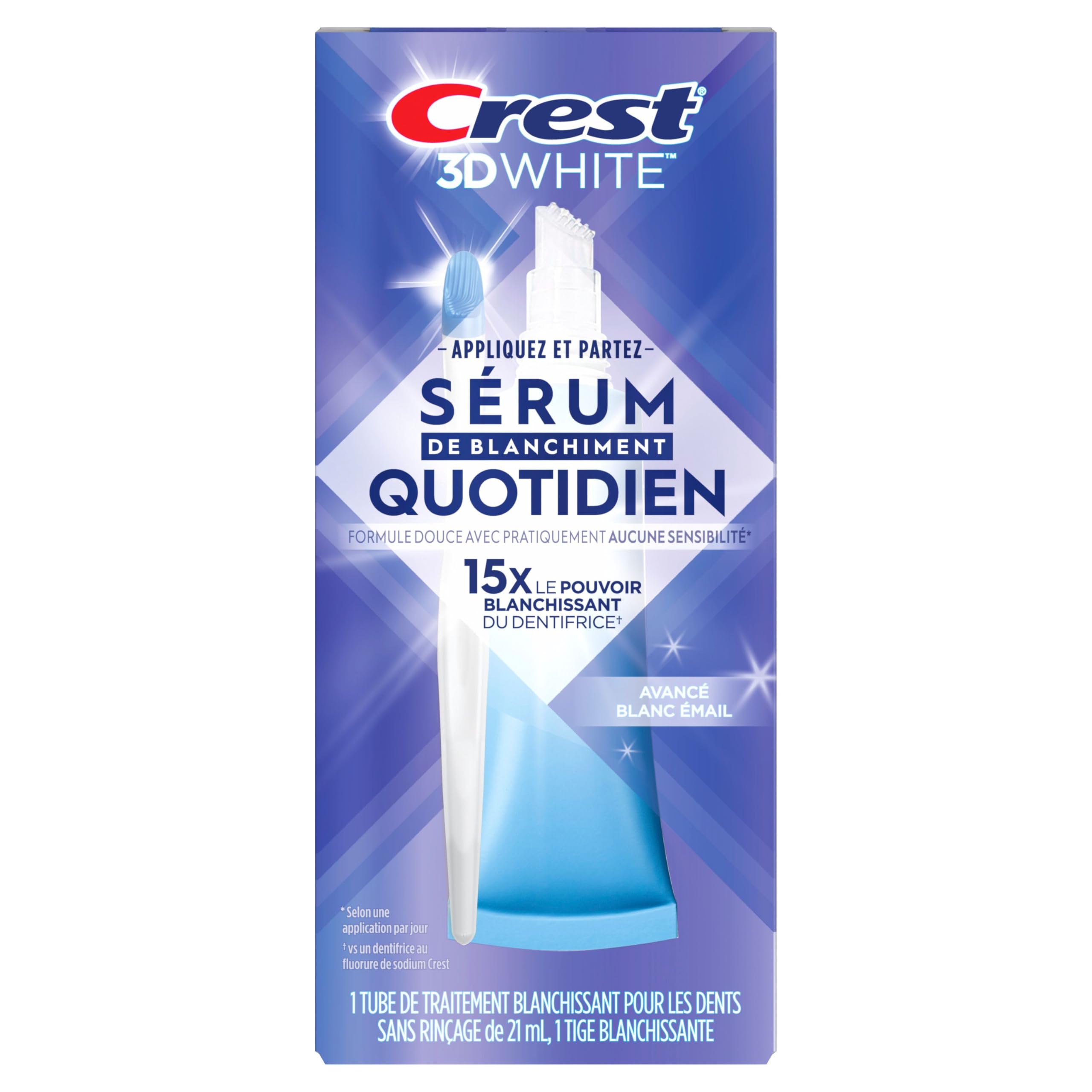 Crest 3D White Daily Whitening Serum Advanced Enamel White, Leave-on Teeth Whitening Treatment, 21 mL 🍁 All In One Marketplace Canada