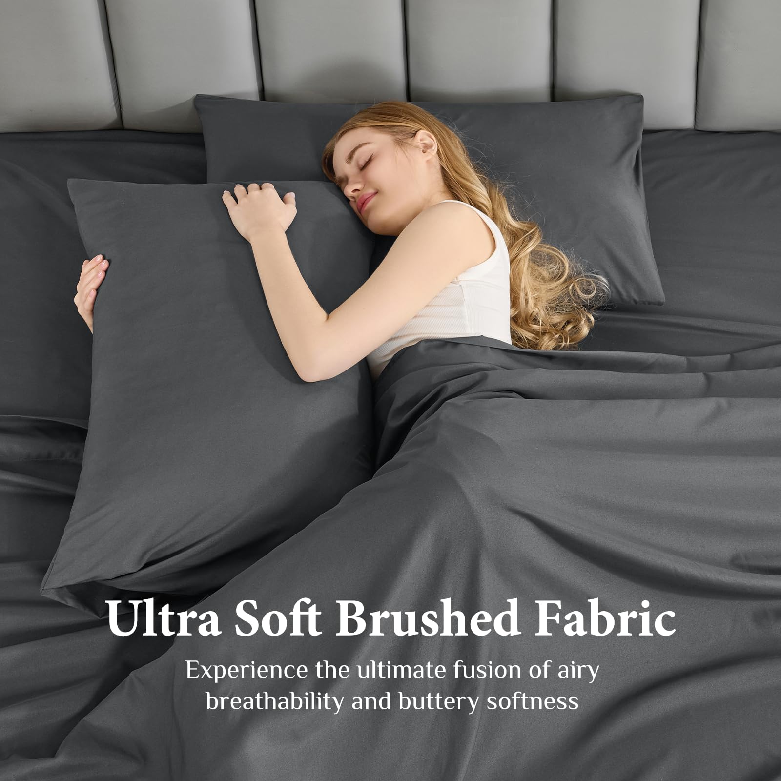 JOLLYVOGUE Queen Size Bed Sheet Set - 4 Piece Bed Sheets Set with Deep Pocket - Soft Breathable & Cooling - Resists Shrinkage & Fading Draps Queen - Easy Care (Dark Grey) 🍁 All In One Marketplace Canada
