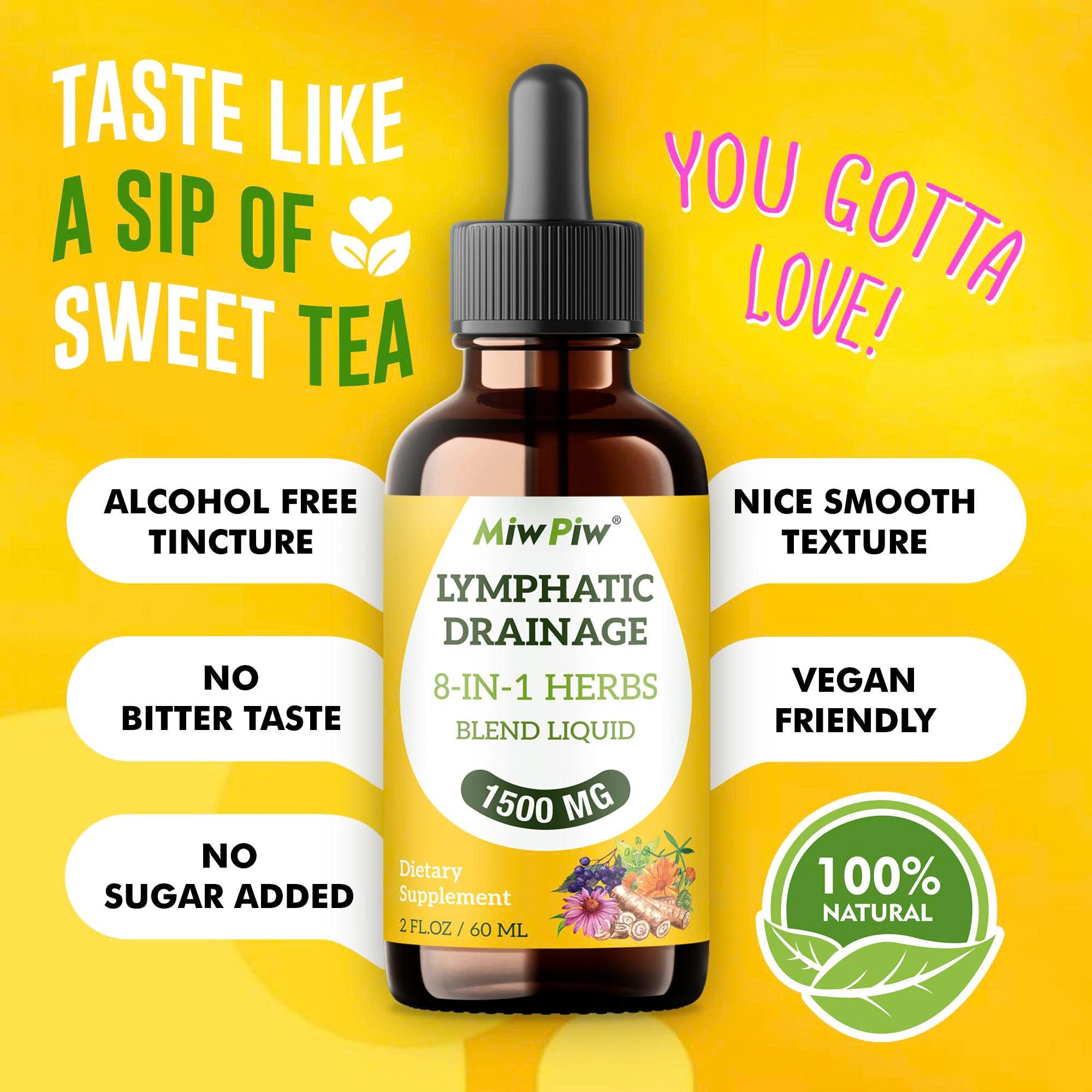 Lymphatic Drainage Drops with Echinacea, Burdock, Cleaver Herb – Sugar Free, Gluten Free, Herbal Tea Flavour Alternatives, 2 Fl Oz 🍁 All In One Marketplace Canada