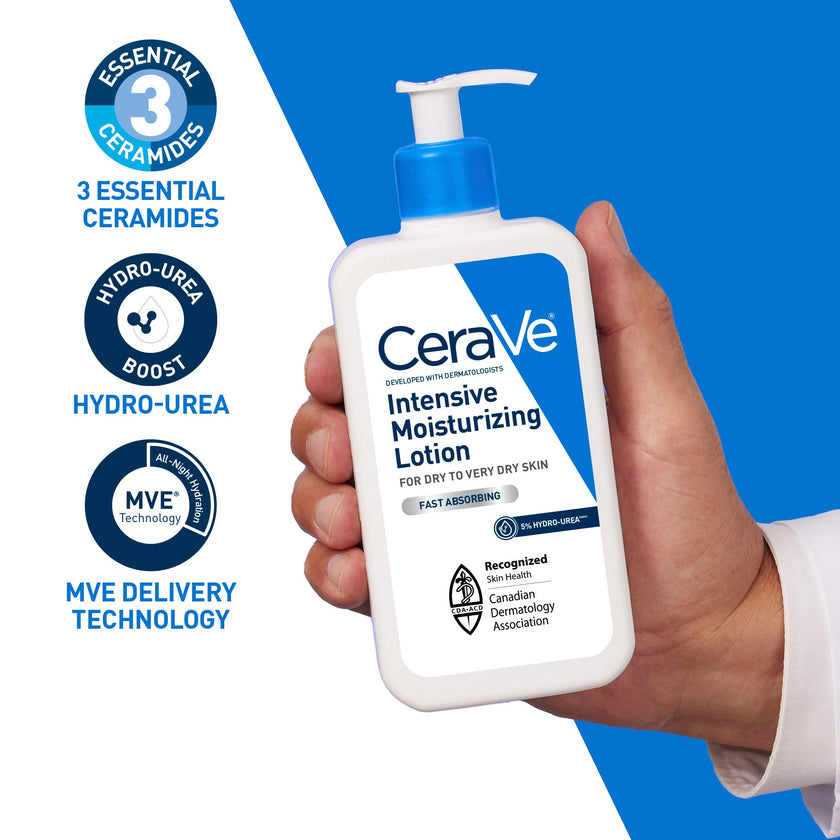 CeraVe Intensive Moisturizing Lotion with 5% Hydro-Urea & Shea Butter, for Dry to Very Dry Skin, Hydrates Itchy Skin due to Dryness. Fragrance-Free, Developed with Dermatologist, 473mL 🍁 All In One Marketplace Canada