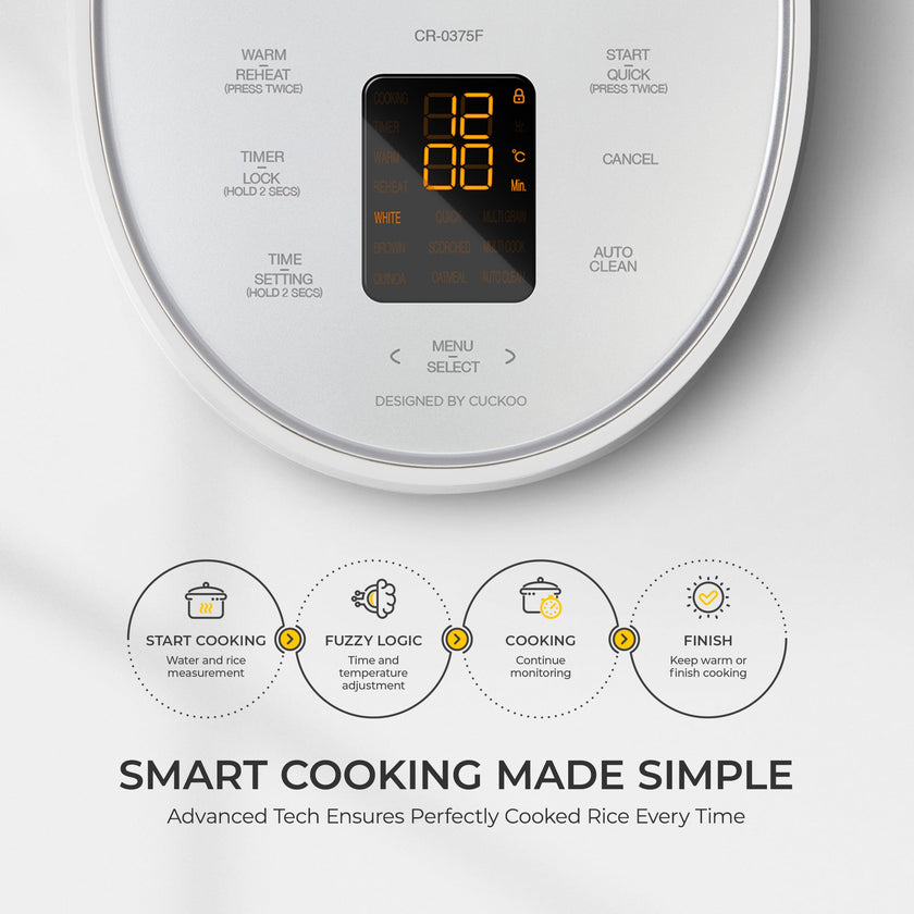 CUCKOO CR-0375FW | 3-Cup (Uncooked) Micom Rice Cooker | 10 Menu Options: Oatmeal, Brown Rice & More, Touch-Screen, Nonstick Inner Pot | White (CR-0375FW) 🍁 All In One Marketplace Canada