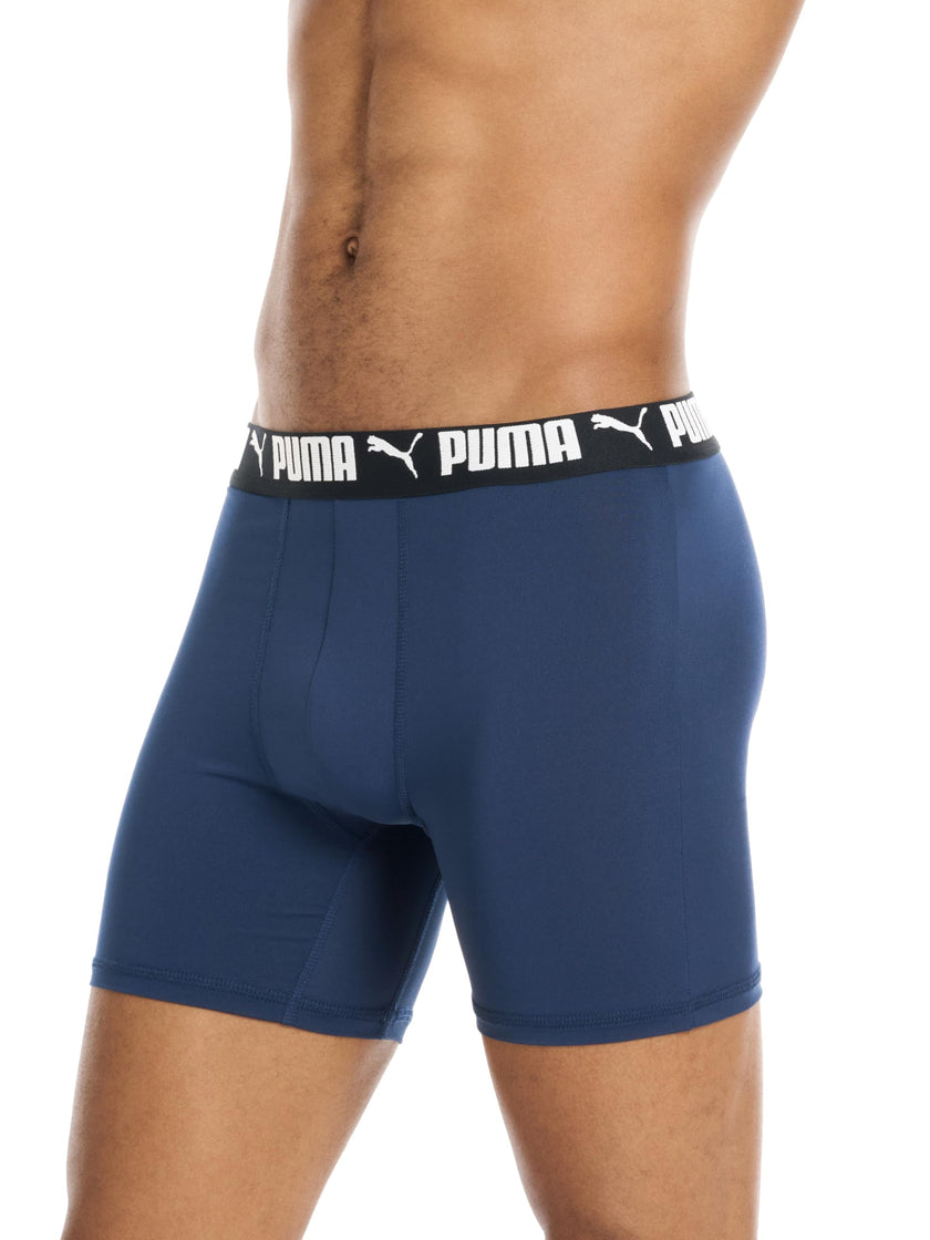 Puma Men's 4 Pack Active Stretch Boxer Briefs, Blue/Black/Gray, Small 🍁 All In One Marketplace Canada
