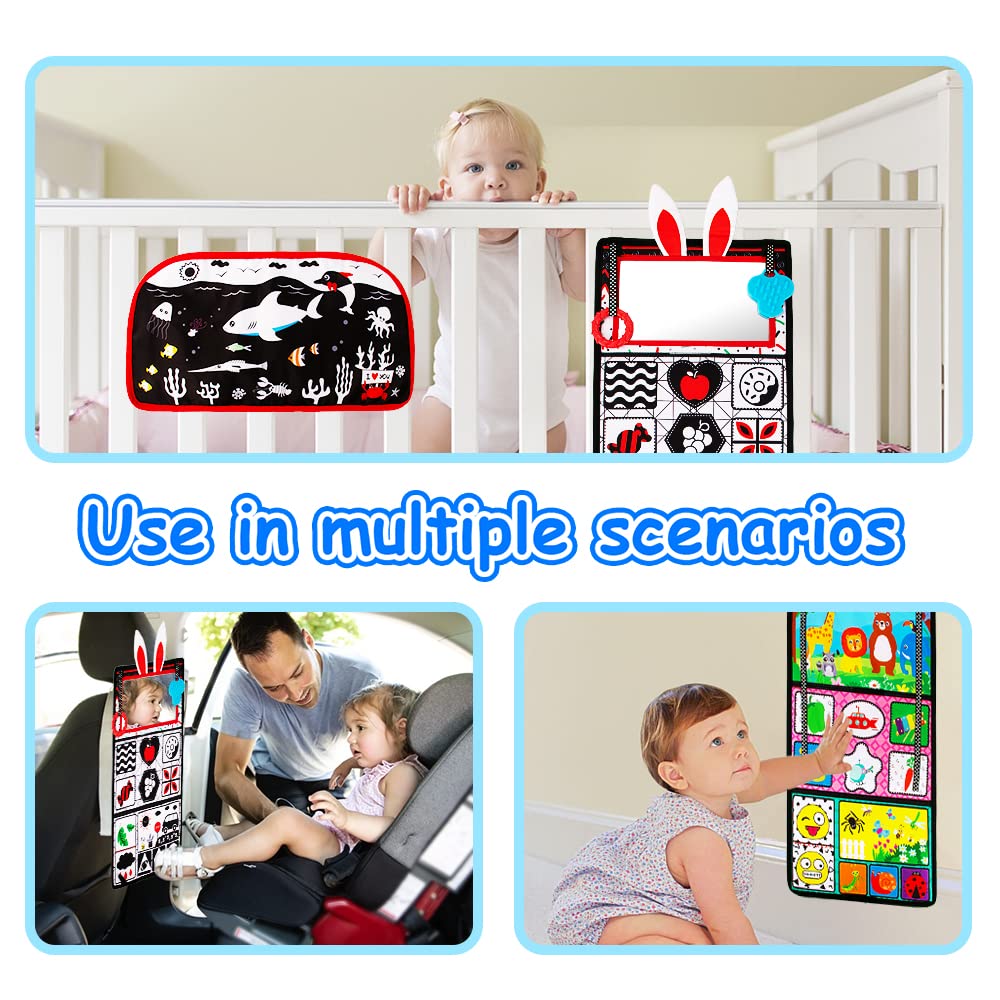 Inbeby Tummy Time Mirror Toy & Play Activity Cinrkle Mat, Black and White High Contrast Baby Newbron Toys 0 3 6 Months Brain Development, Snesory Texture Piano Infant Toys 0 3 6 Months with Squeaker 🍁 All In One Marketplace Canada