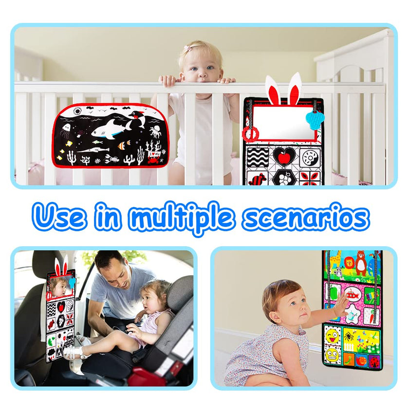 Inbeby Tummy Time Mirror Toy & Play Activity Cinrkle Mat, Black and White High Contrast Baby Newbron Toys 0 3 6 Months Brain Development, Snesory Texture Piano Infant Toys 0 3 6 Months with Squeaker 🍁 All In One Marketplace Canada
