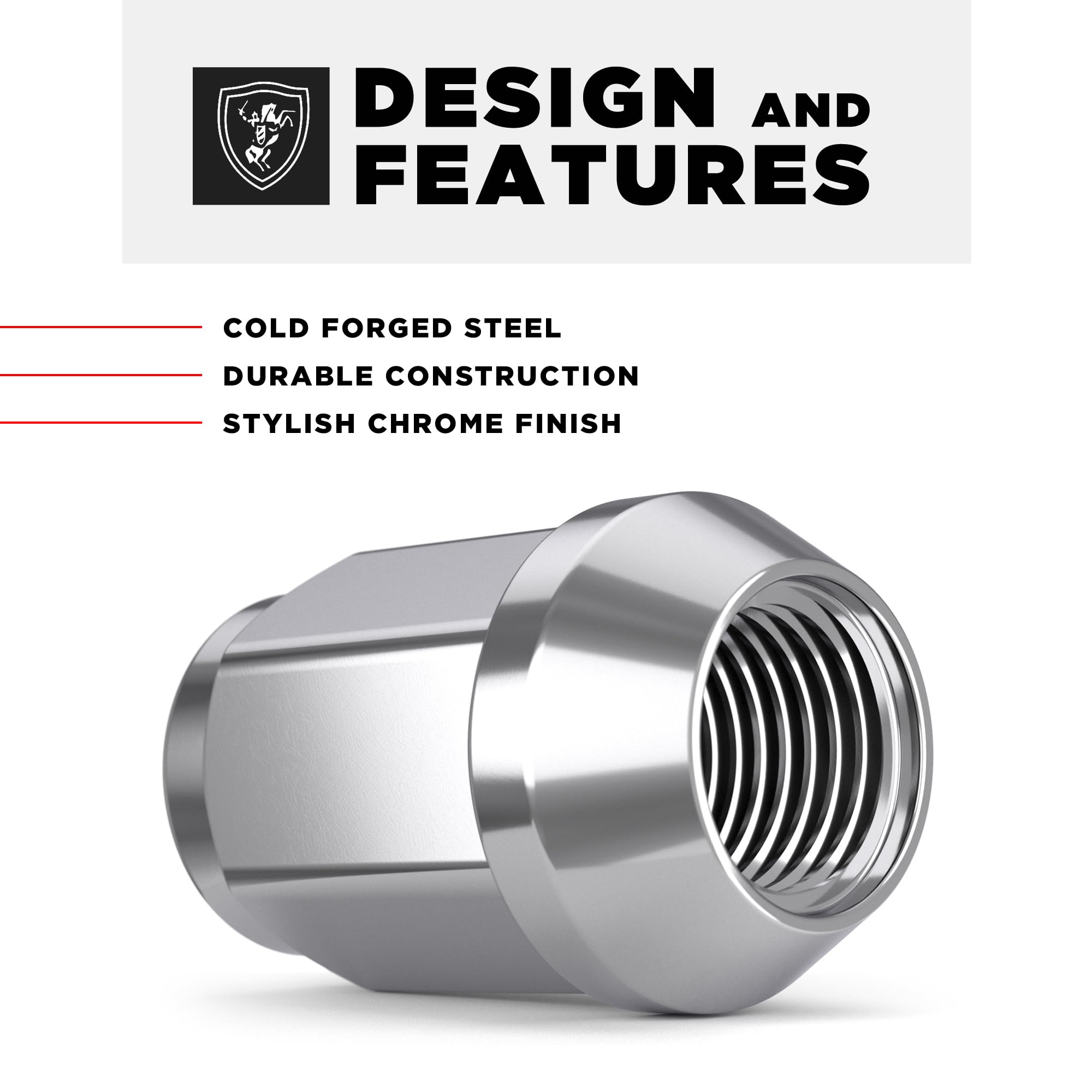 White Knight M12x1.50 Solid Piece Bulge Acorn Lug Nuts (NO Cap) for Select Aftermarket & Factory Wheels, EZ to Install, Durable Carbon Steel, Stylish Triple Layer Chrome Finish - 1907S-20AM (20 Pack) 🍁 All In One Marketplace Canada