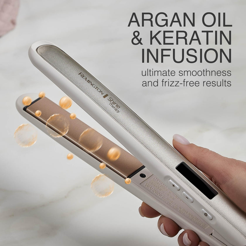 Remington Shine Therapy 1” Flat Iron, Argan Oil & Keratin Plate Hair Straightener 🍁 All In One Marketplace Canada