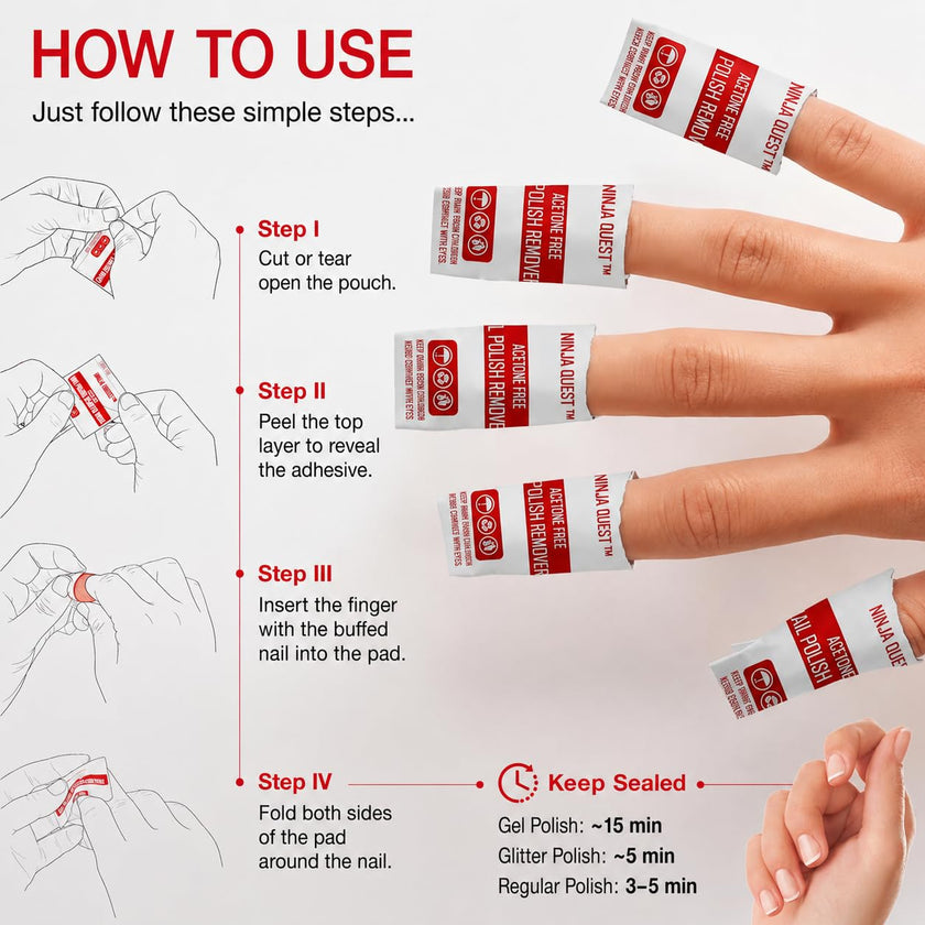 Nail Polish Remover Pads 100% Non Acetone - 200 Pack of Individually Wrapped Bulk Set Gel Nail Polish Remover Wipes - Fingernail Travel Kit to Clear Nail Polish for Home & Professional Removal 🍁 All In One Marketplace Canada