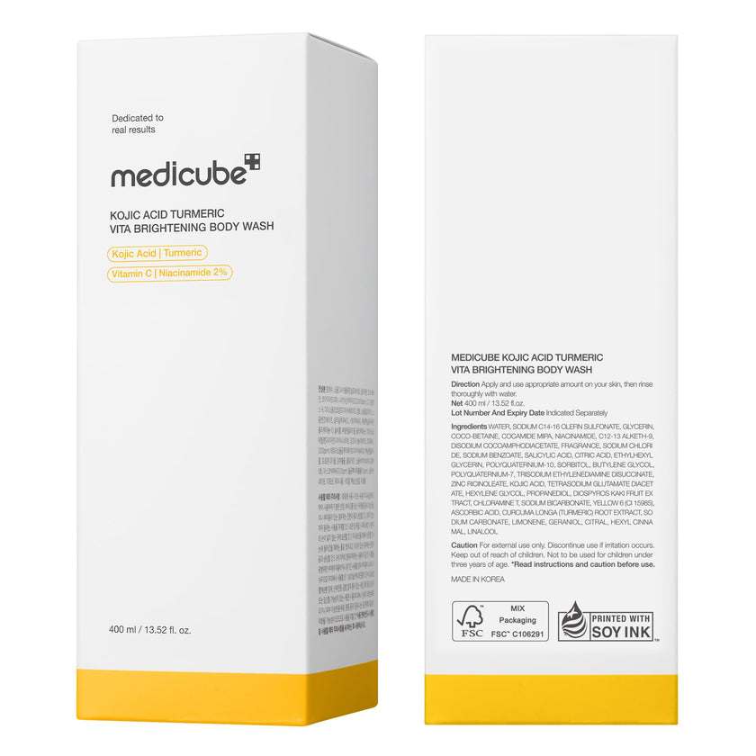 medicube Kojic Acid Turmeric Brightening Body Wash | Gentle Shower Gel for Uneven Skin | Niacinamide, Vitamin C, AHA/BHA | Deep Cleansing, Hydrating Formula | Easy and Effective, 13.52 fl.oz 400ml 🍁 All In One Marketplace Canada