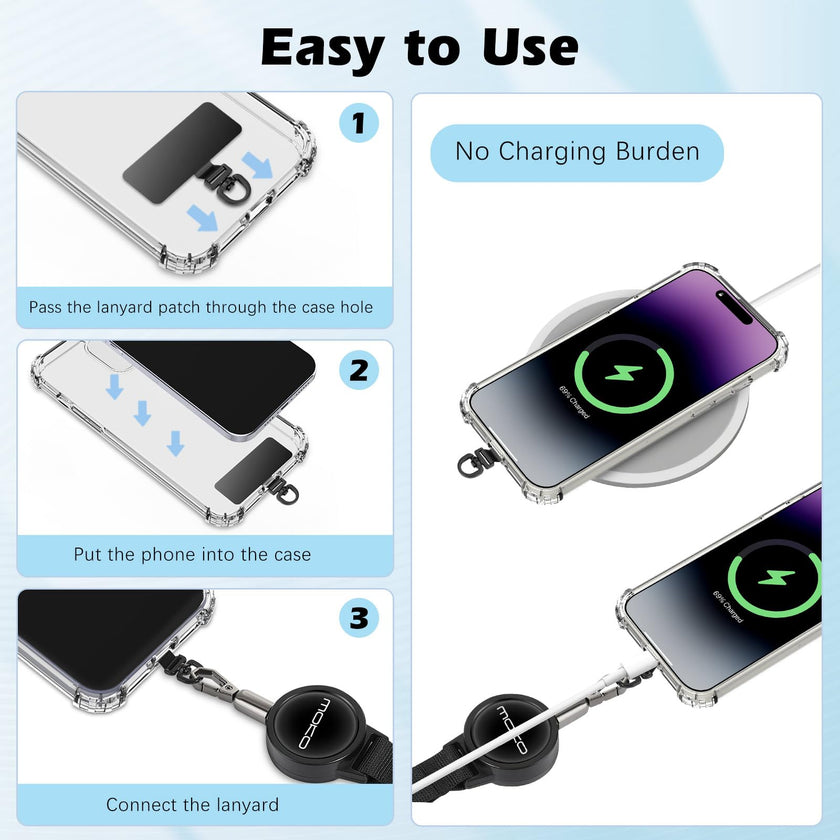 MoKo Anti-theft Phone Tether, Phone Lanyard Retractable Steel Line Cellphone Strap with Locking Carabiner and Metal 360° Tether Tab for Outdoor Skiing Hiking Climbing Fishing, Black 🍁 All In One Marketplace Canada