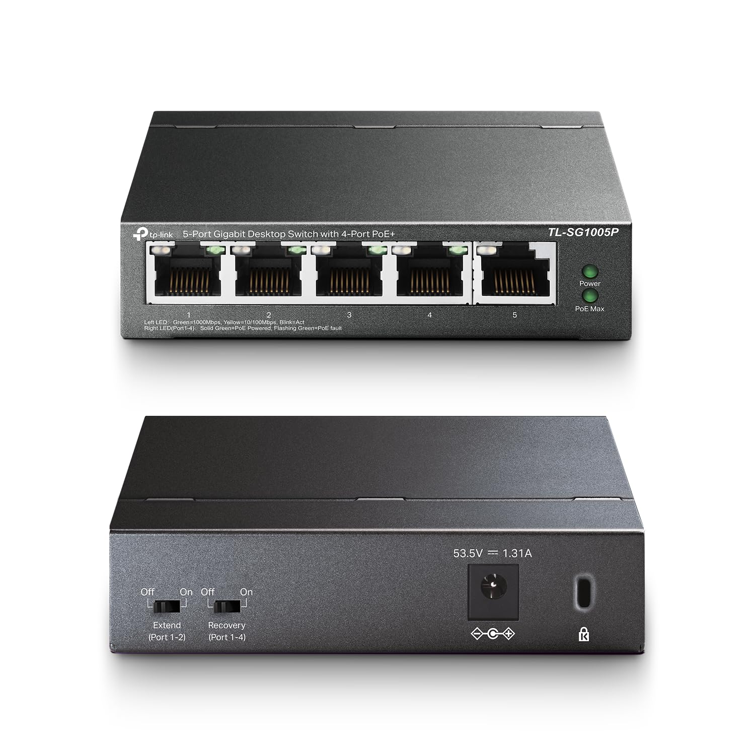 TP-Link 5–Port Gigabit PoE Switch, 4 PoE+ Ports @65W, Fanless, Black (TL-SG1005P) 🍁 All In One Marketplace Canada