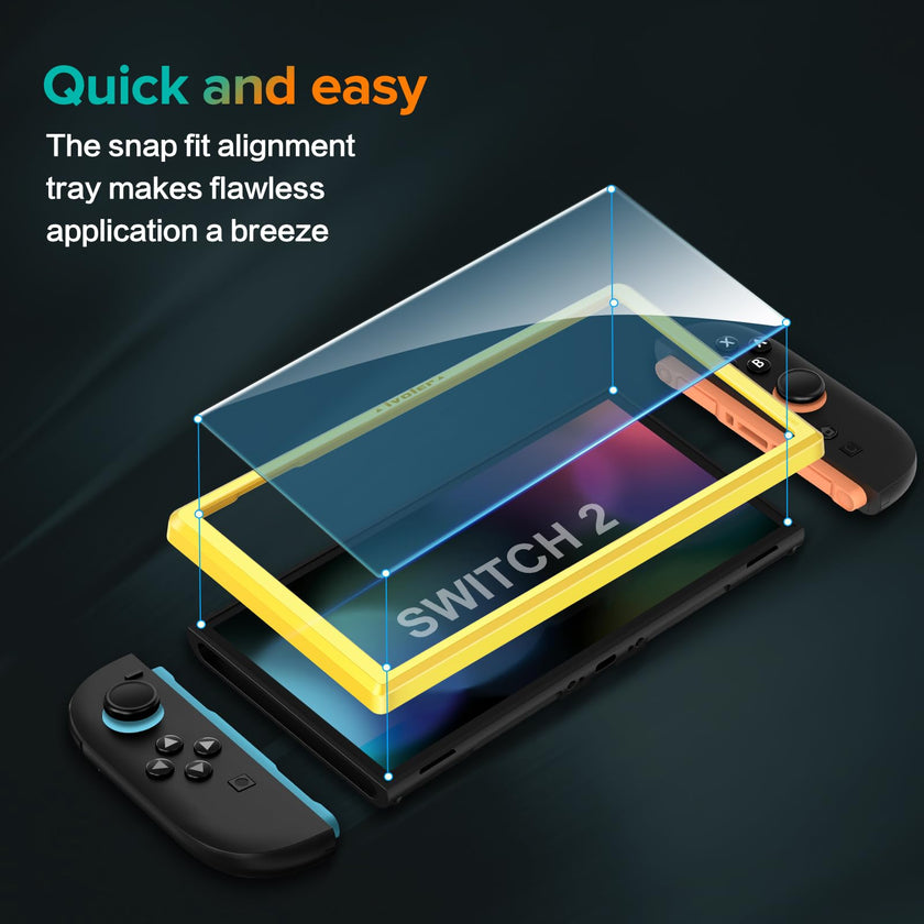 ivoler 4-Pack Screen Protector Tempered Glass for Nintendo Switch 2 Model 2025 with [Alignment Frame] Accessories Transparent HD Clear Anti-Scratch Screen Protector for Nintendo Switch 2, 7.9-Inch 🍁 All In One Marketplace Canada