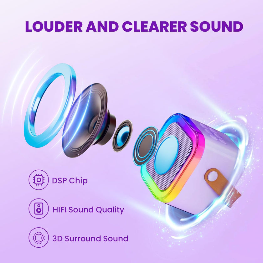 IROO Mini Karaoke Machine for Kids, 2026 TOP Kids Toys Birthday Gifts Ideas for Girls Boys Ages 3-12+ Years Old, Portable Bluetooth Speaker with 2 Wireless Mics, Noisemaker Toys for Party(Purple) 🍁 All In One Marketplace Canada
