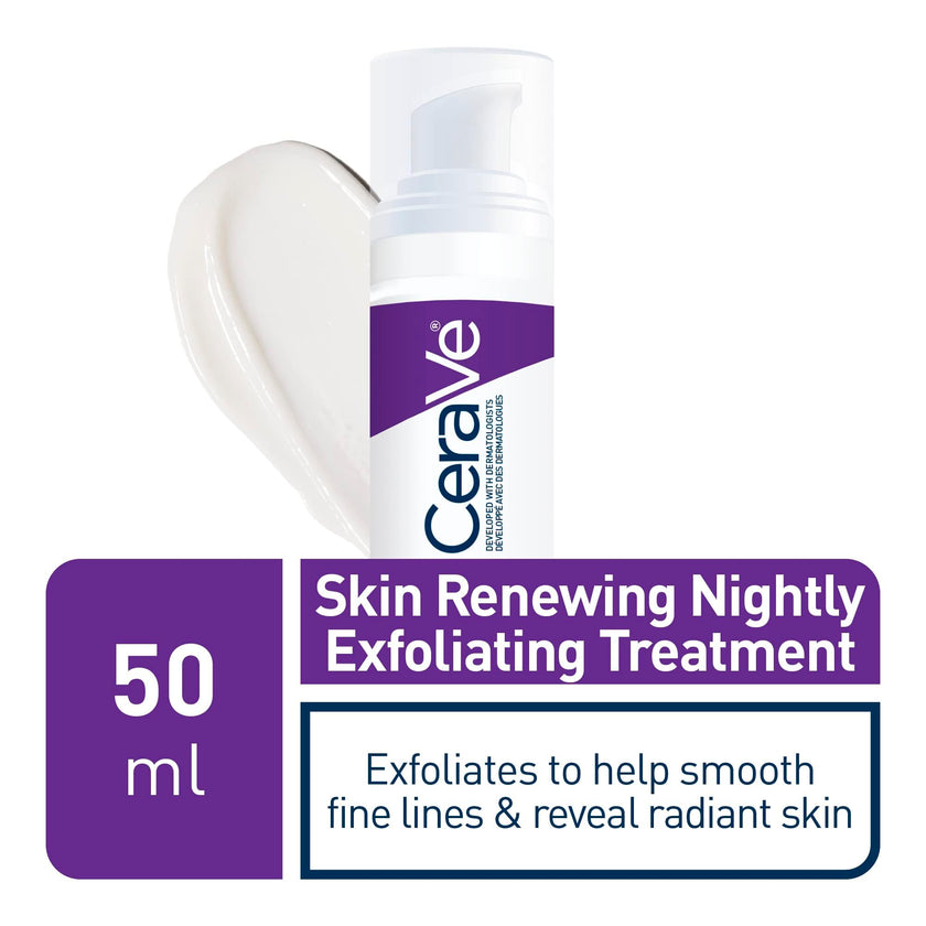 CeraVe Skin Renewing Nightly Exfoliating Treatment for Healthy Aging, Fine Lines, Wrinkles, Dullness and Pores. Face Serum with Glycolic Acid, Hyaluronic Acid & Ceramides, Fragrance-Free, 50ml 🍁 All In One Marketplace Canada