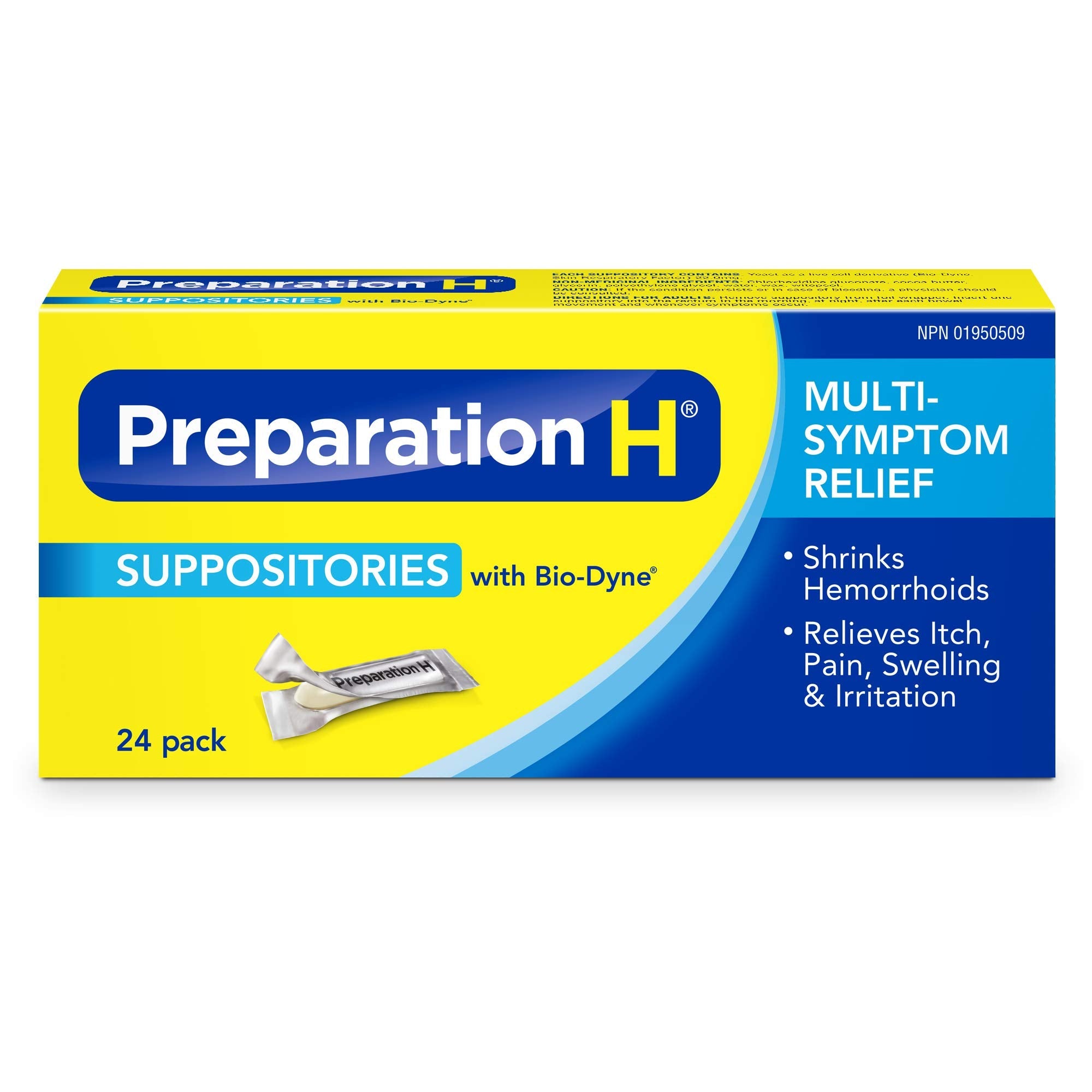 Preparation H Multi-Symptom Hemorrhoid Treatment Suppositories with Bio-Dyne, 24-Count 🍁 All In One Marketplace Canada