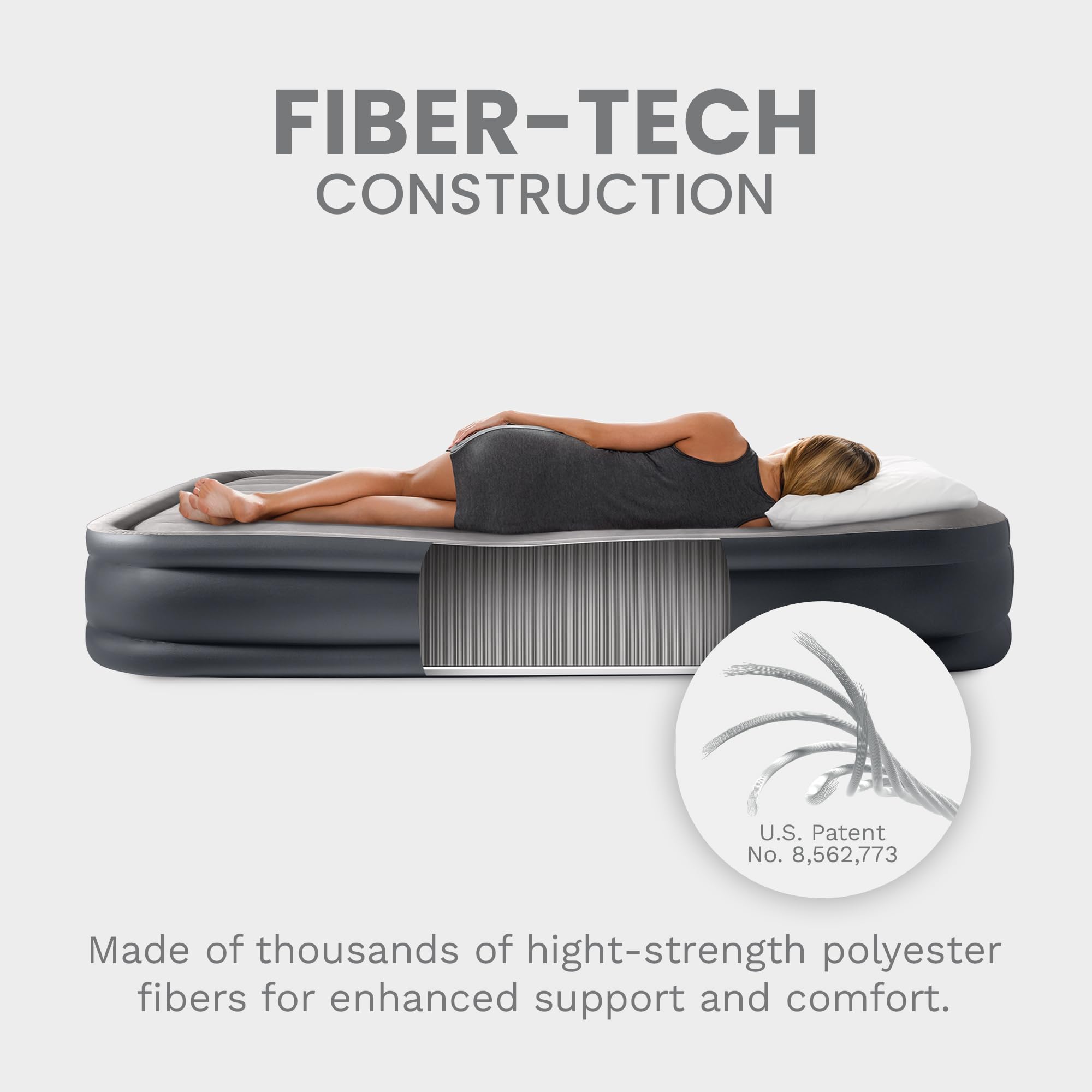 INTEX 64131ED Dura-Beam Plus Deluxe Pillow Rest Air Mattress: Fiber-Tech – Twin Size – Built-in Electric Pump – 16.5in Bed Height – 300lb Weight Capacity 🍁 All In One Marketplace Canada