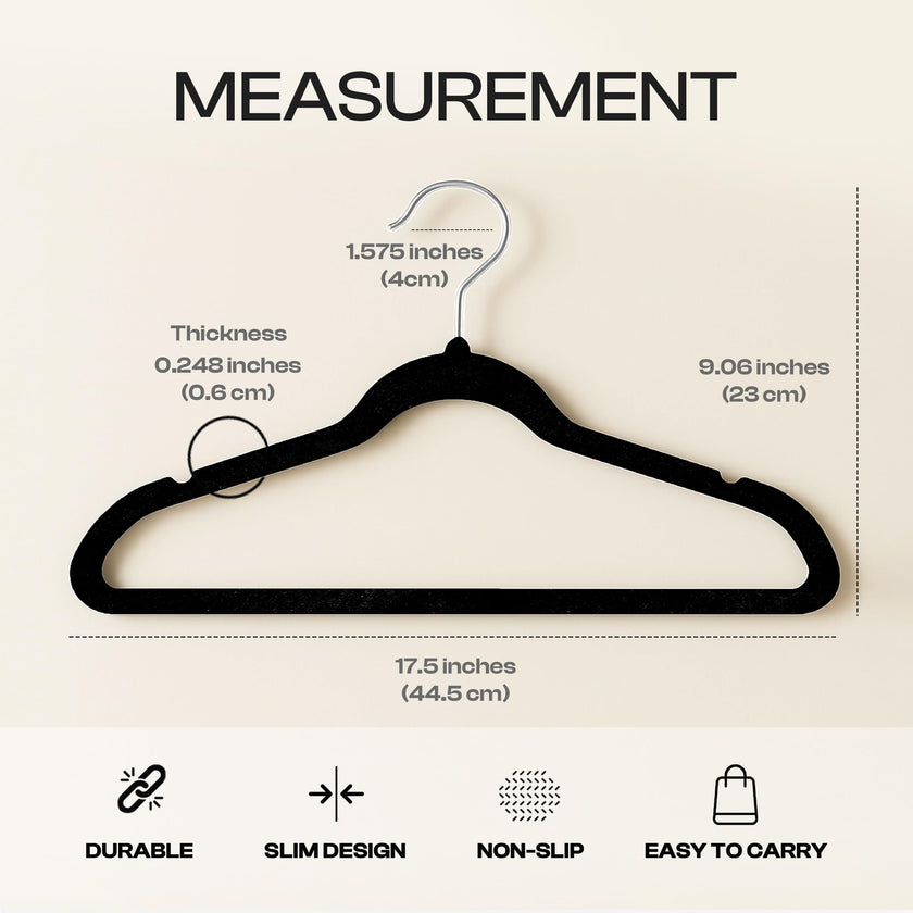 Utopia Home Velvet Hangers 30 Pack, Heavy Duty, Non-Slip, Space Saving Felt Clothes Hangers with 360° Hook & Notches (Black) 🍁 All In One Marketplace Canada
